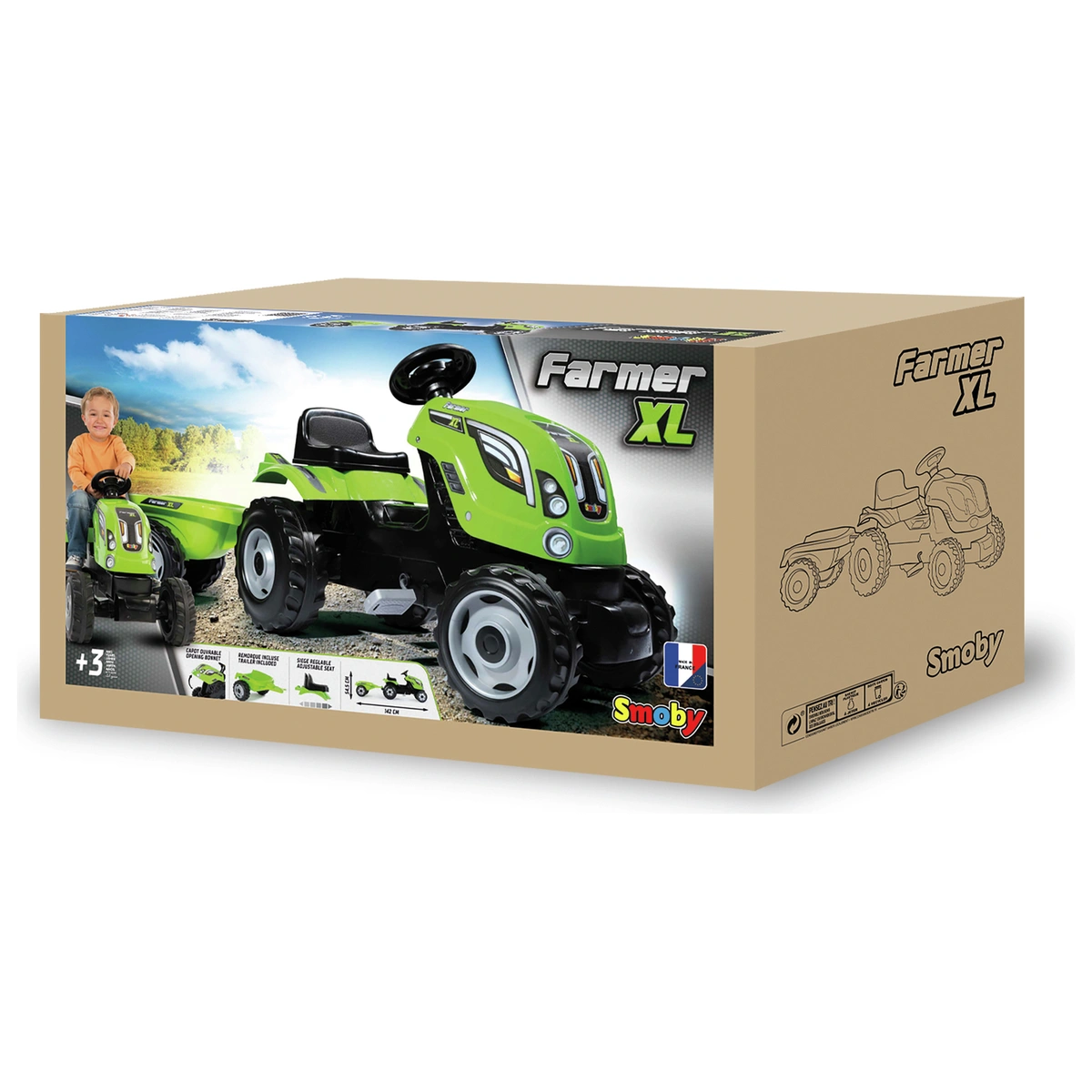 Smoby Farmer XL Green Tractor and Trailer