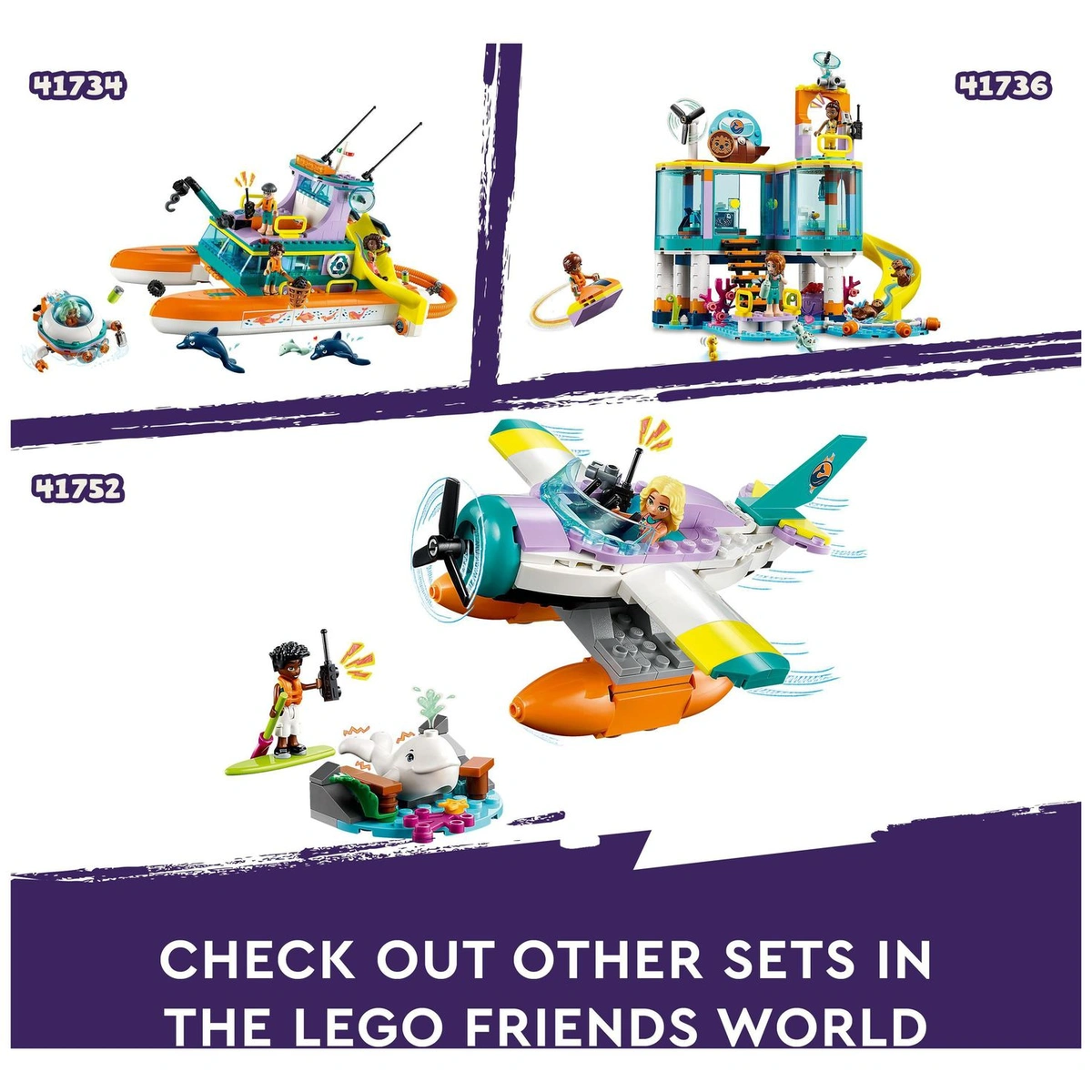 LEGO Friends Sea Rescue Plane Toy with Whale Figure 41752