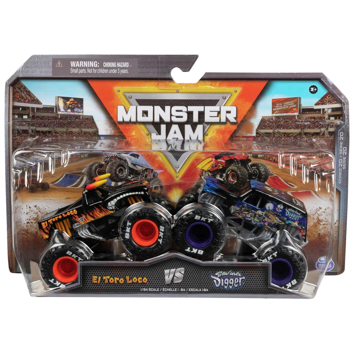 Monster Jam Diecast 1:64 Scale Monster Trucks-Pack of 2