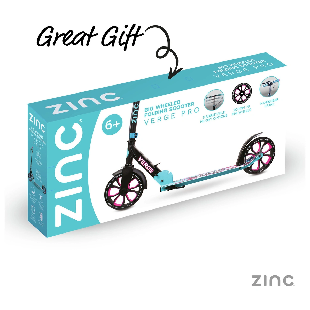Zinc Verge Pro Foldable Big Wheel Scooter - Pink & Blue