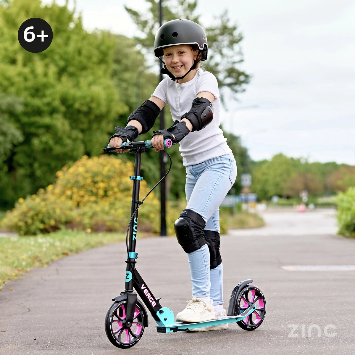 Zinc Verge Pro Foldable Big Wheel Scooter - Pink & Blue