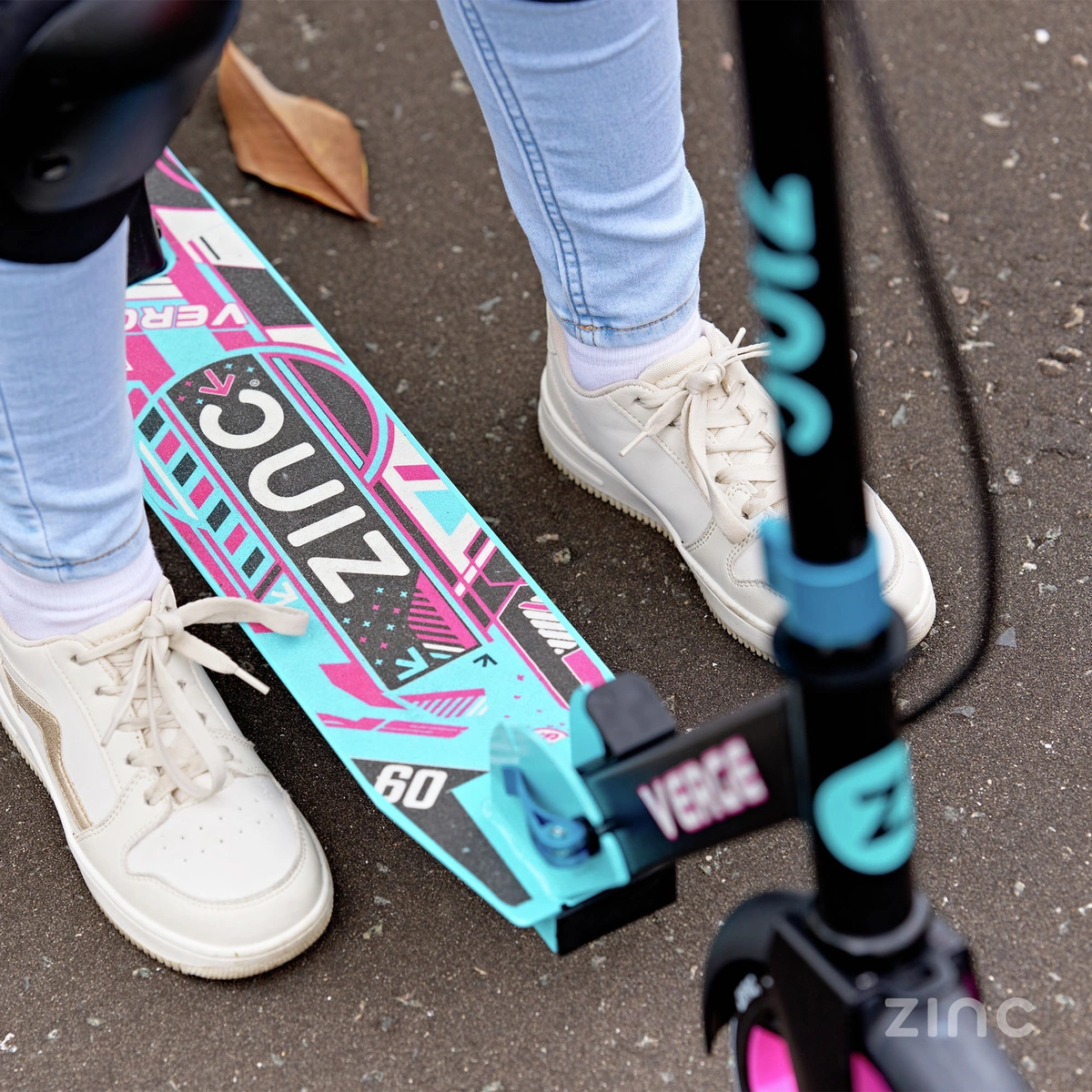 Zinc Verge Pro Foldable Big Wheel Scooter - Pink & Blue