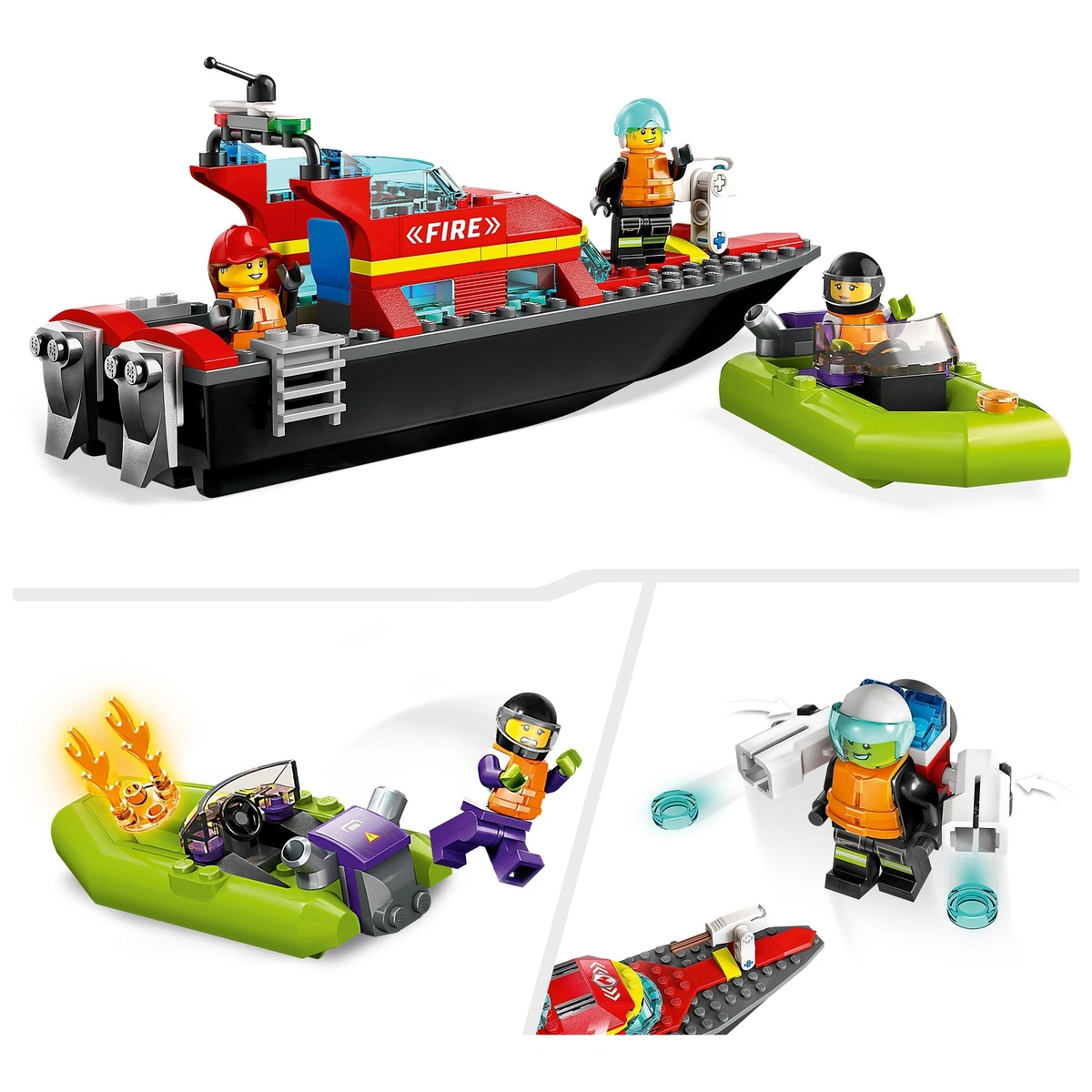 LEGO City Fire Rescue Boat Toy, Floats on Water Set 60373