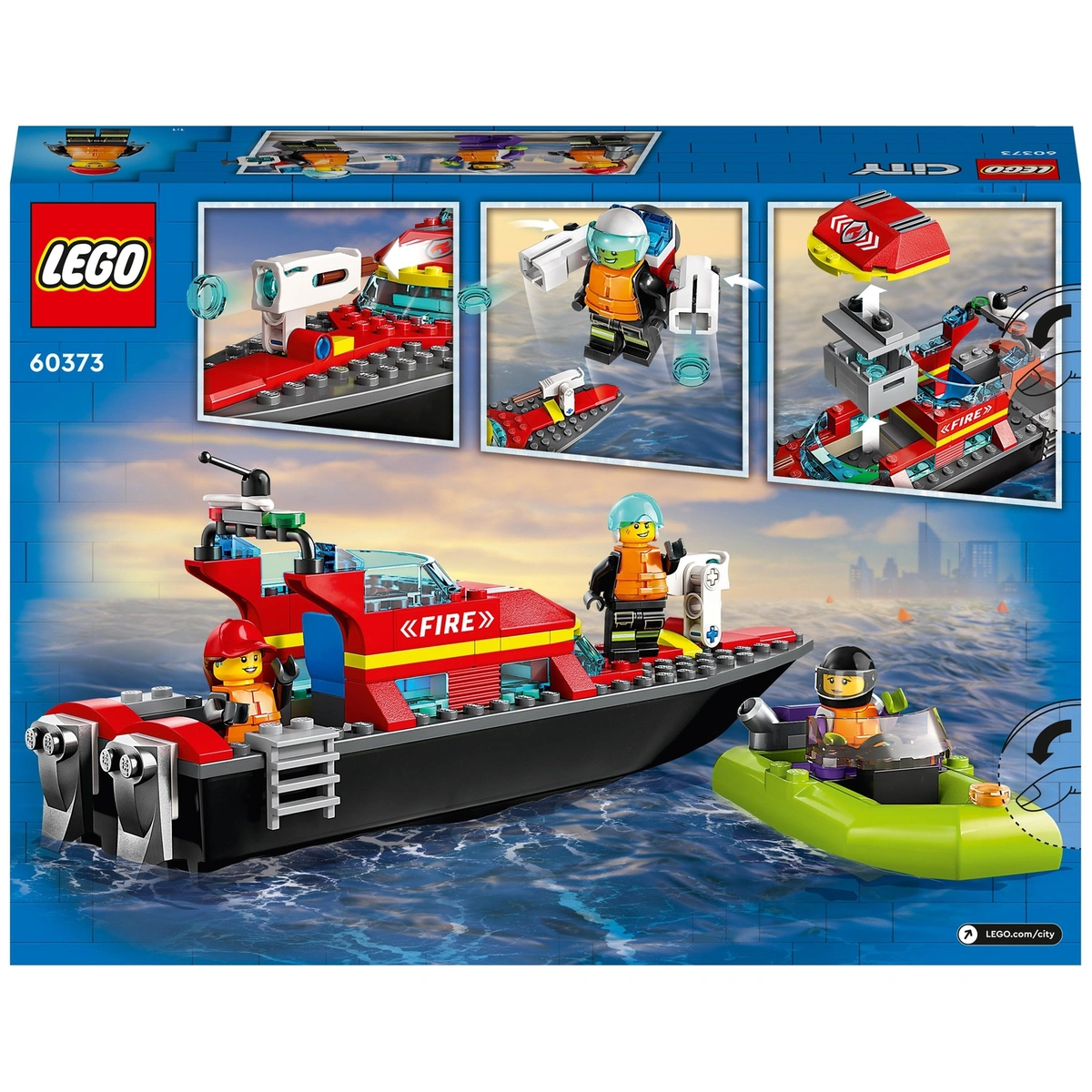 LEGO City Fire Rescue Boat Toy, Floats on Water Set 60373