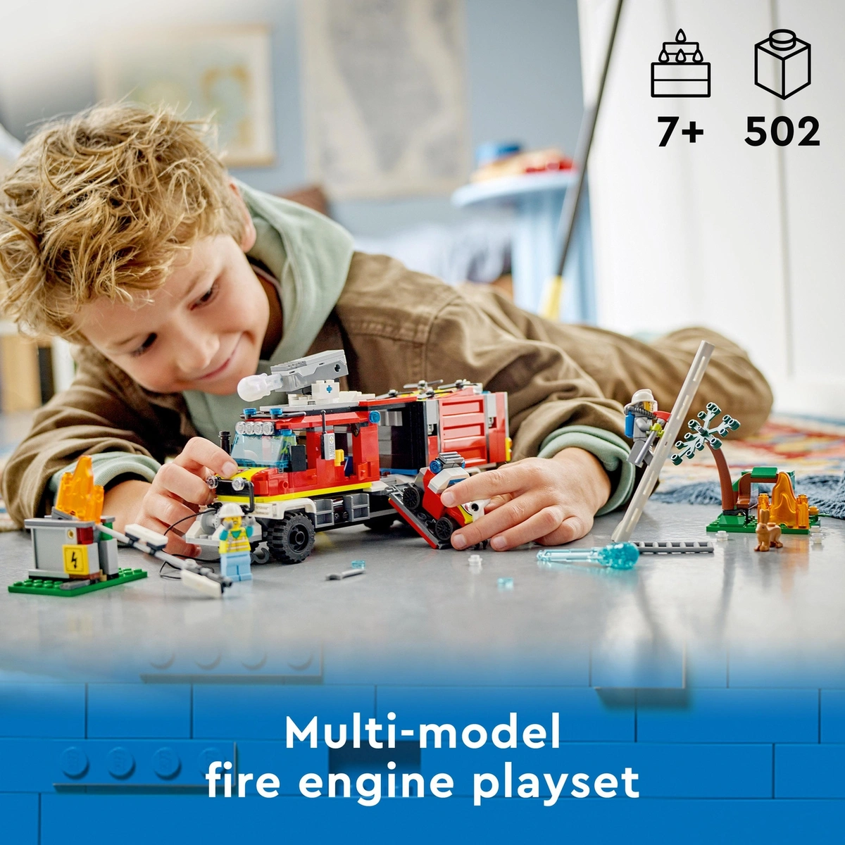 LEGO City Fire Command Unit Set with Fire Engine Toy 60374