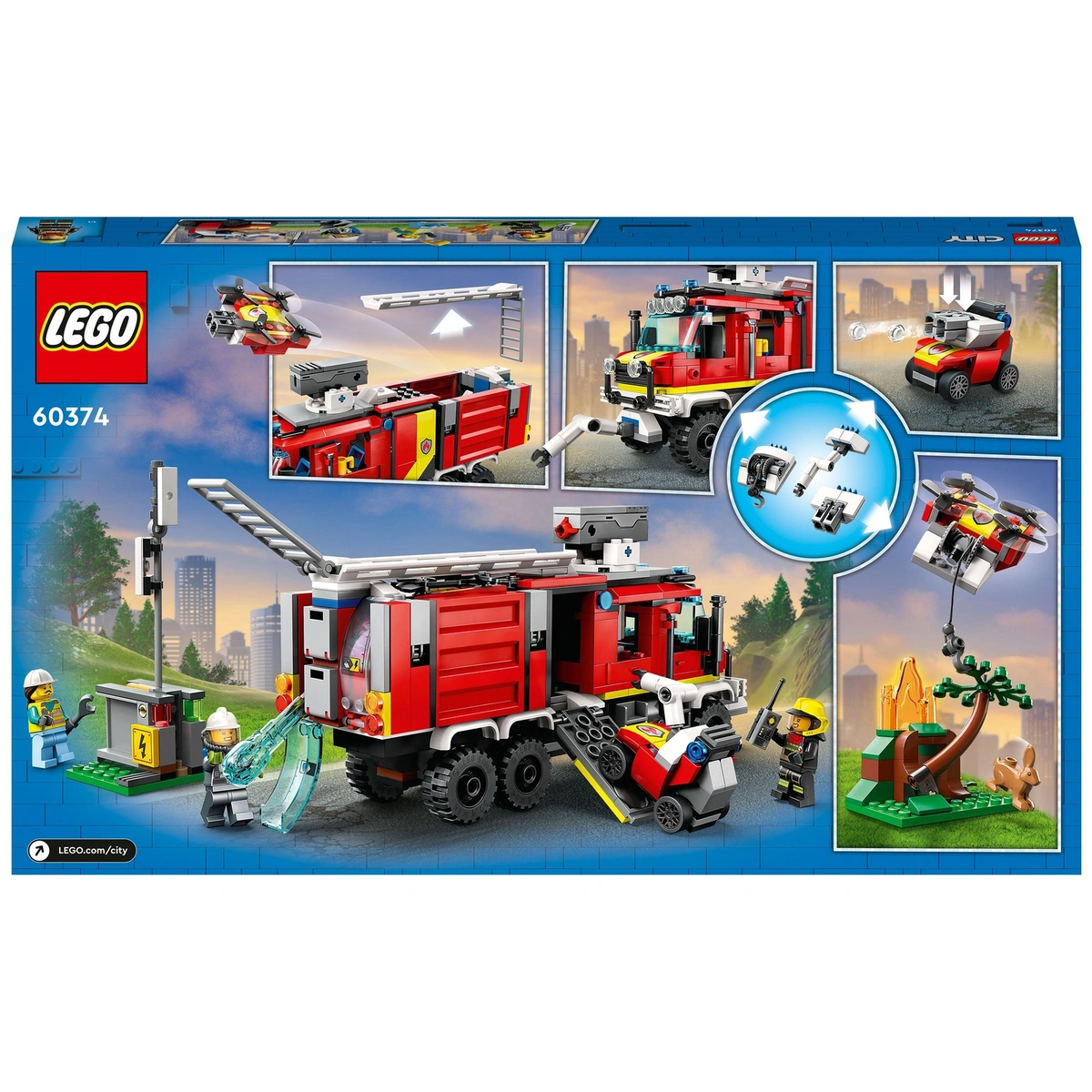 LEGO City Fire Command Unit Set with Fire Engine Toy 60374
