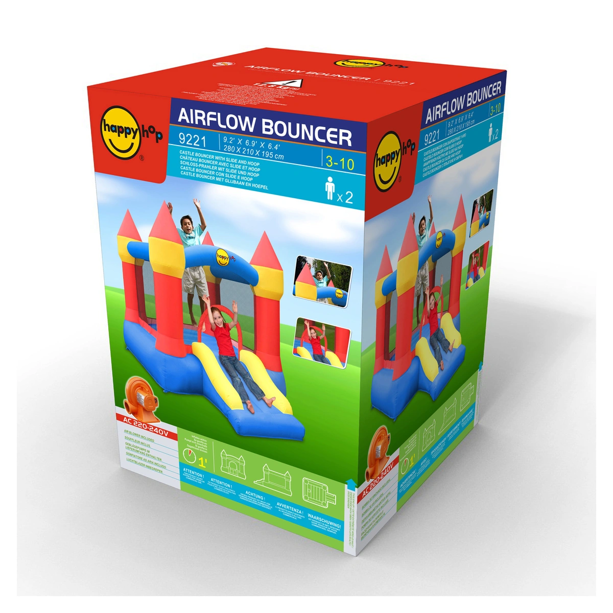 Happy Hop Inflatable Castle Bouncer with Slide and Hoop