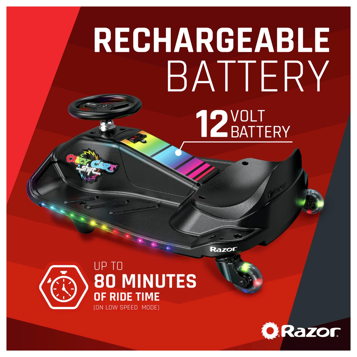 Razor Crazy Cart Shift Lightshow Ride-On