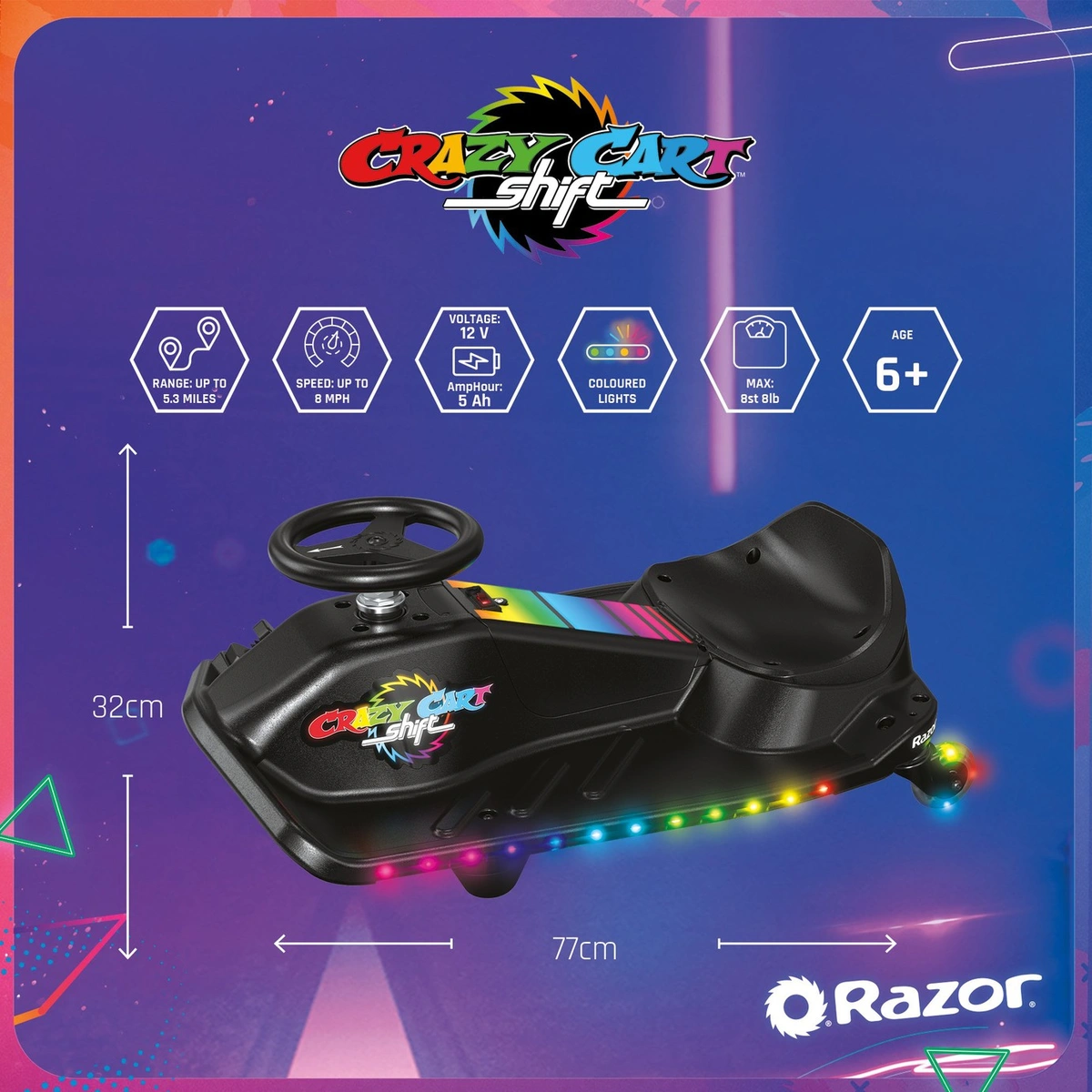 Razor Crazy Cart Shift Lightshow Ride-On