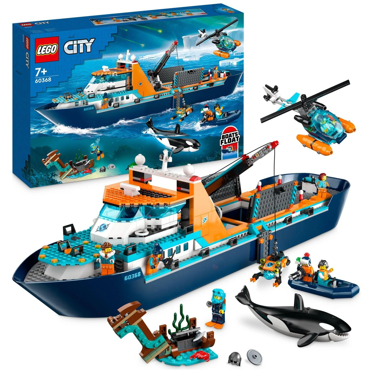 LEGO City Arctic Explorer Ship, Big Floating Boat Toy 60368