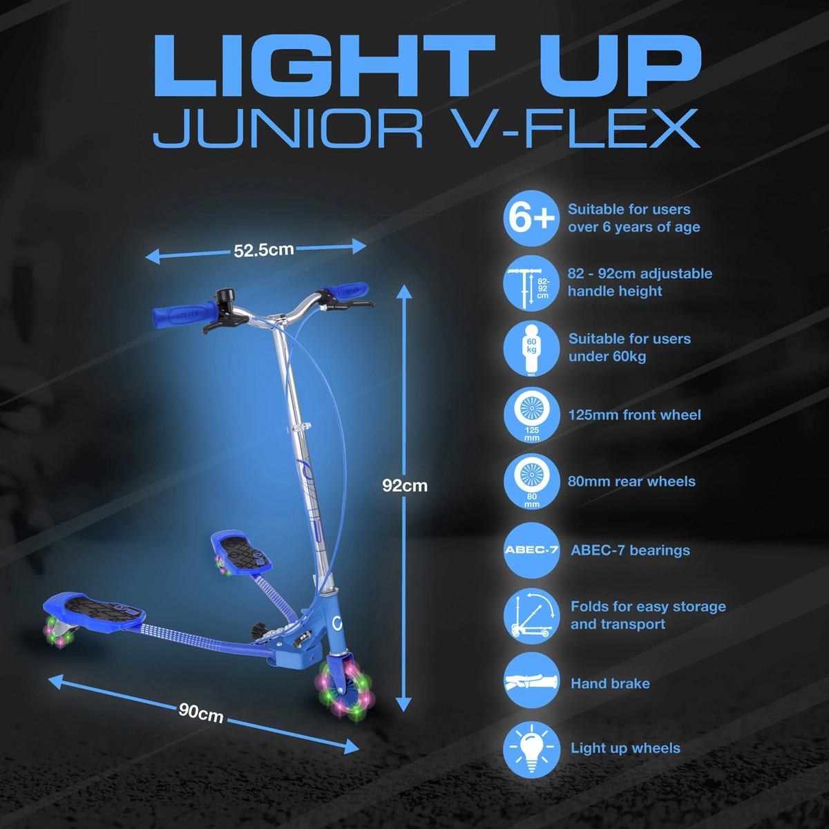 EVO Light Up V-Flex Foldable Scooter - Blue