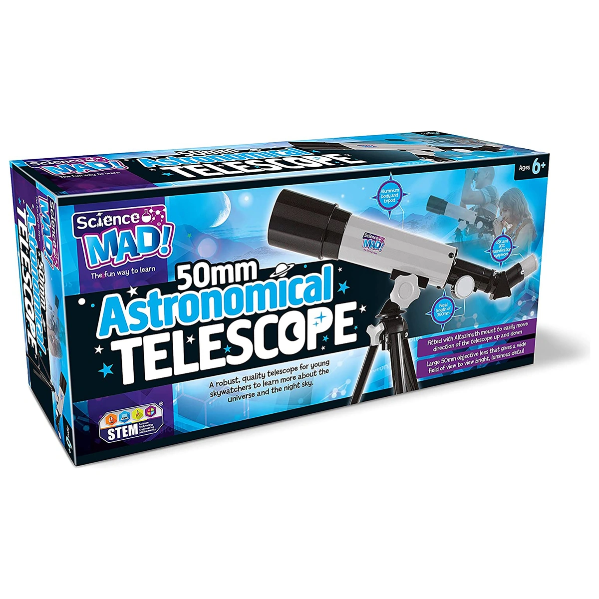 Science Mad 50mm Telescope with Tripod