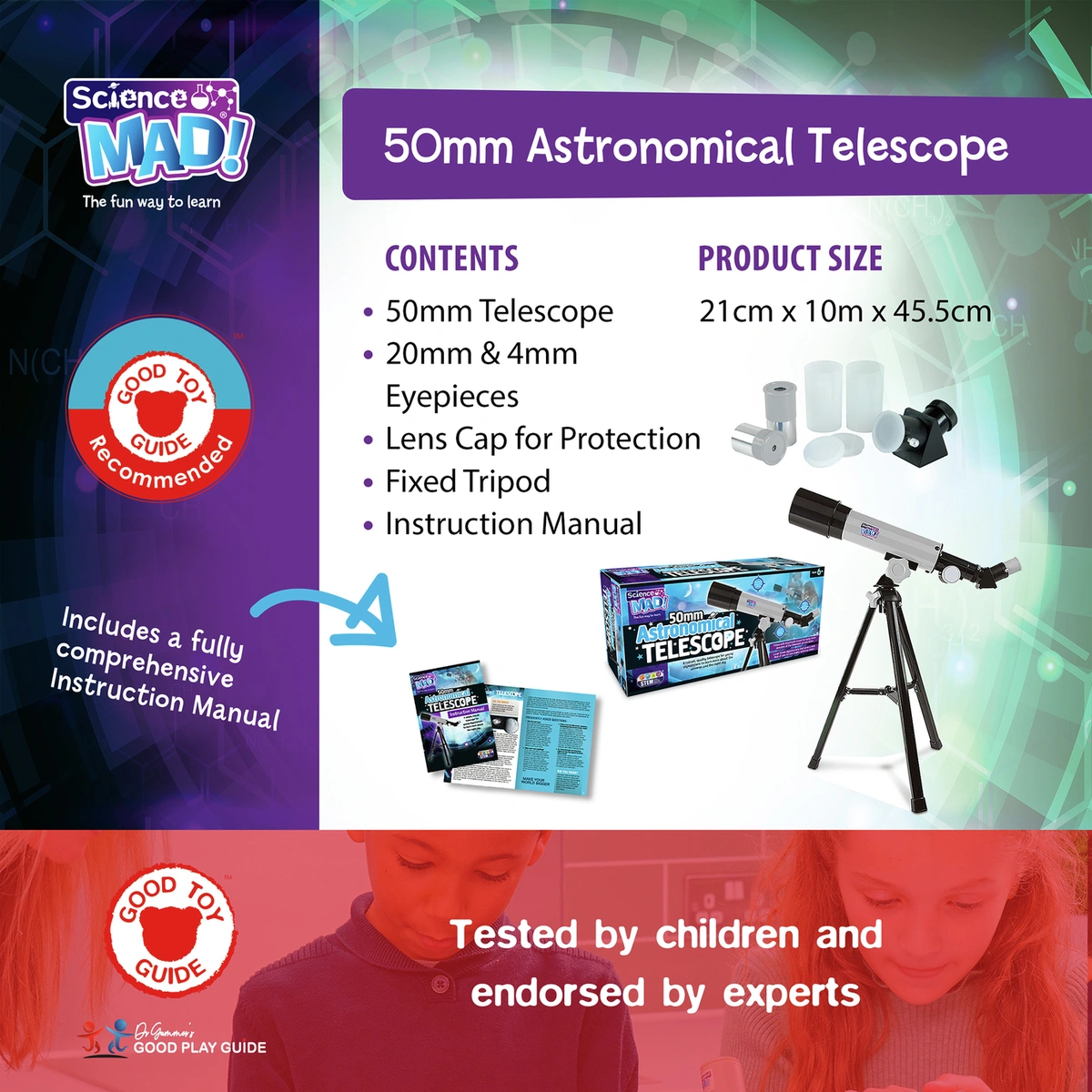 Science Mad 50mm Telescope with Tripod