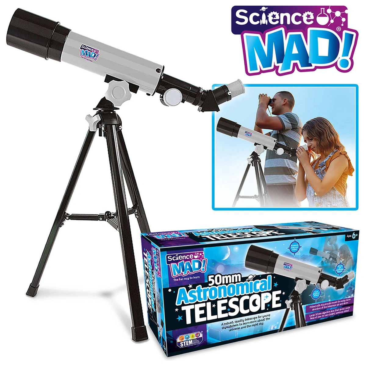 Science Mad 50mm Telescope with Tripod