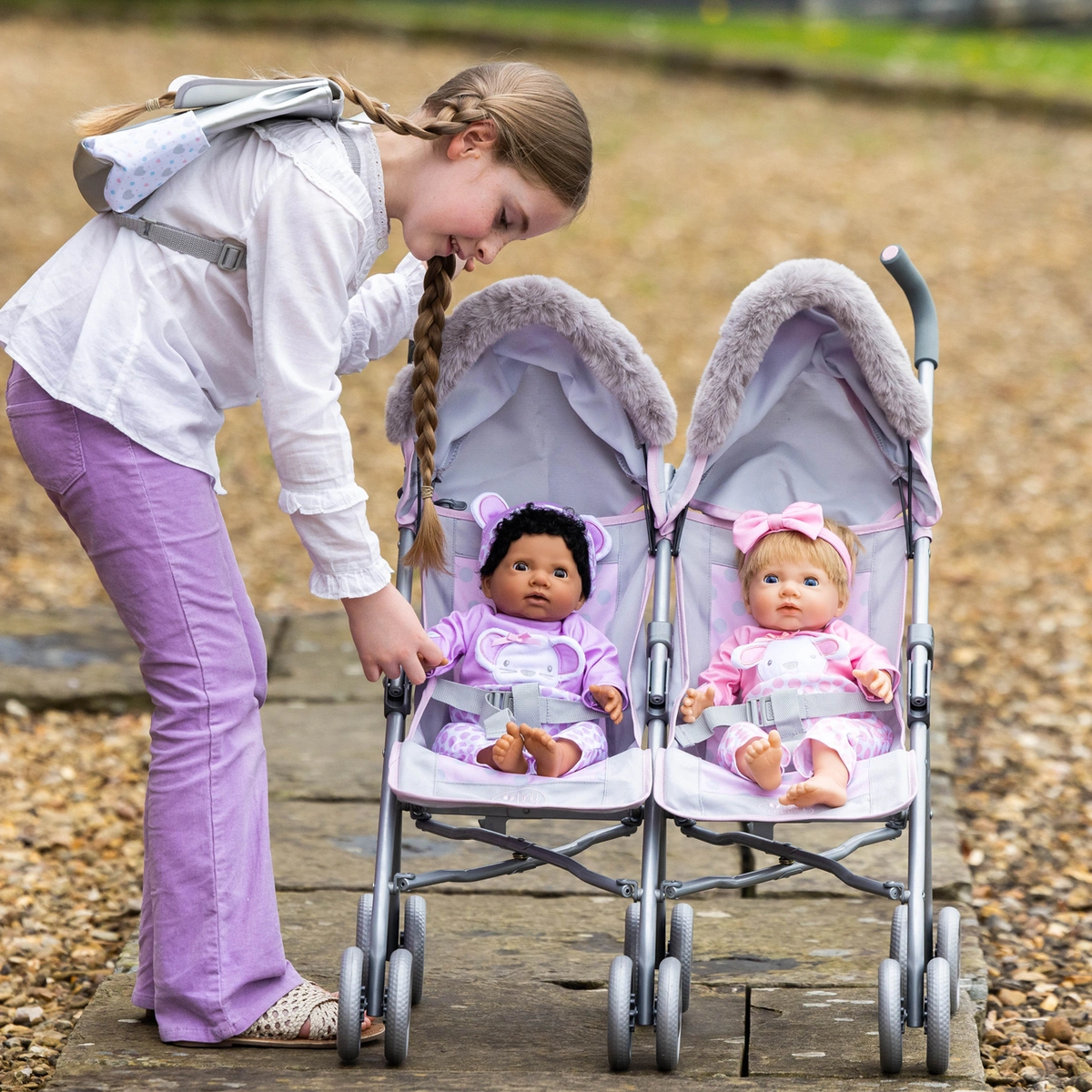 Tiny Treasures Double Folding Dolls Pushchair