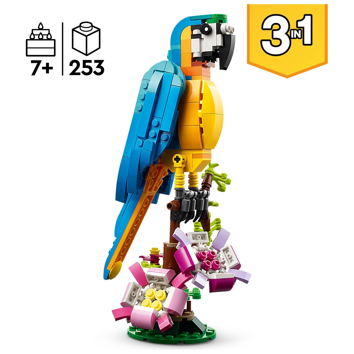 LEGO Creator 3 in 1 Exotic Parrot Animals Building Toy 31136