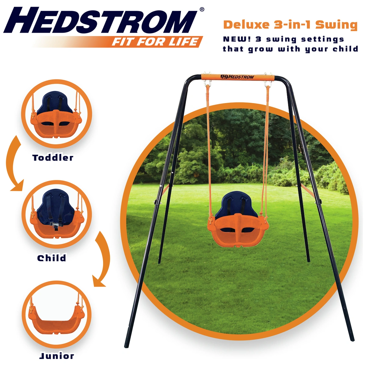 Hedstrom Deluxe 3 in 1 Toddler and Kids Garden Swing