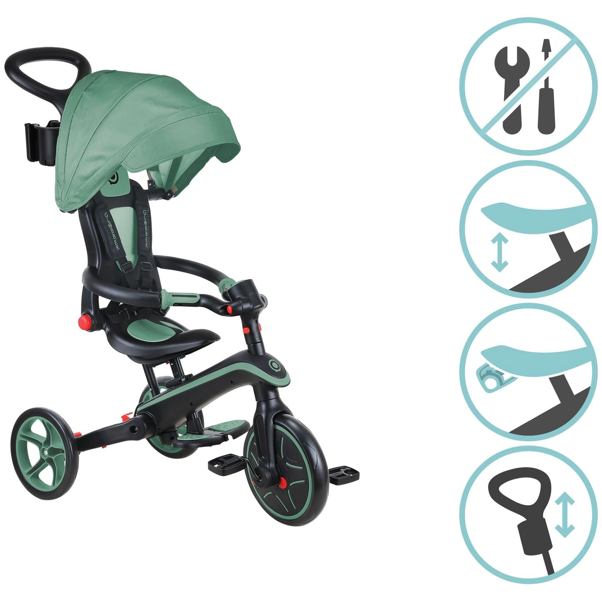 Globber 4-in-1 Explorer Foldable Trike - Olive Green