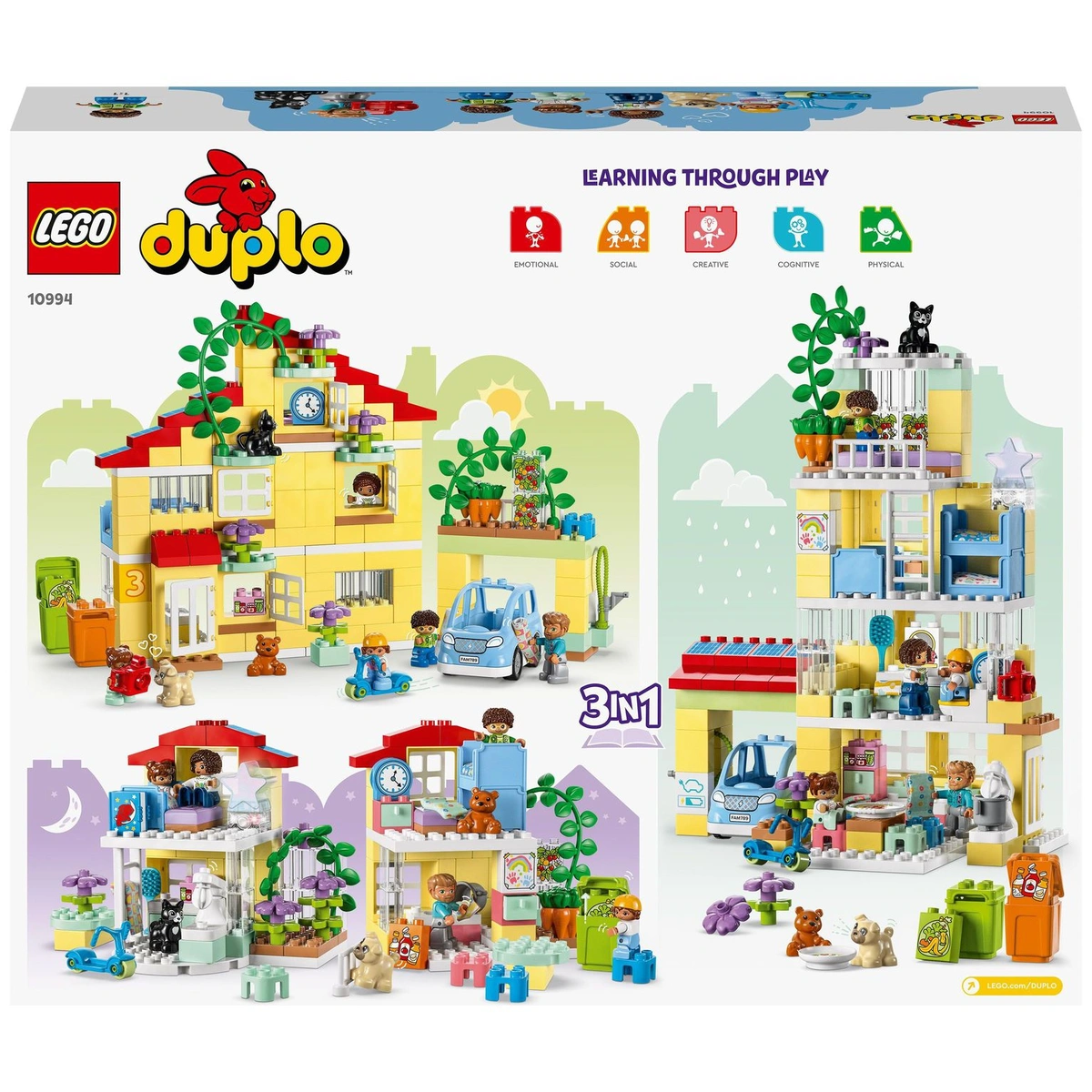 LEGO DUPLO 3in1 Family House Toy for Toddlers Aged 3+ 10994