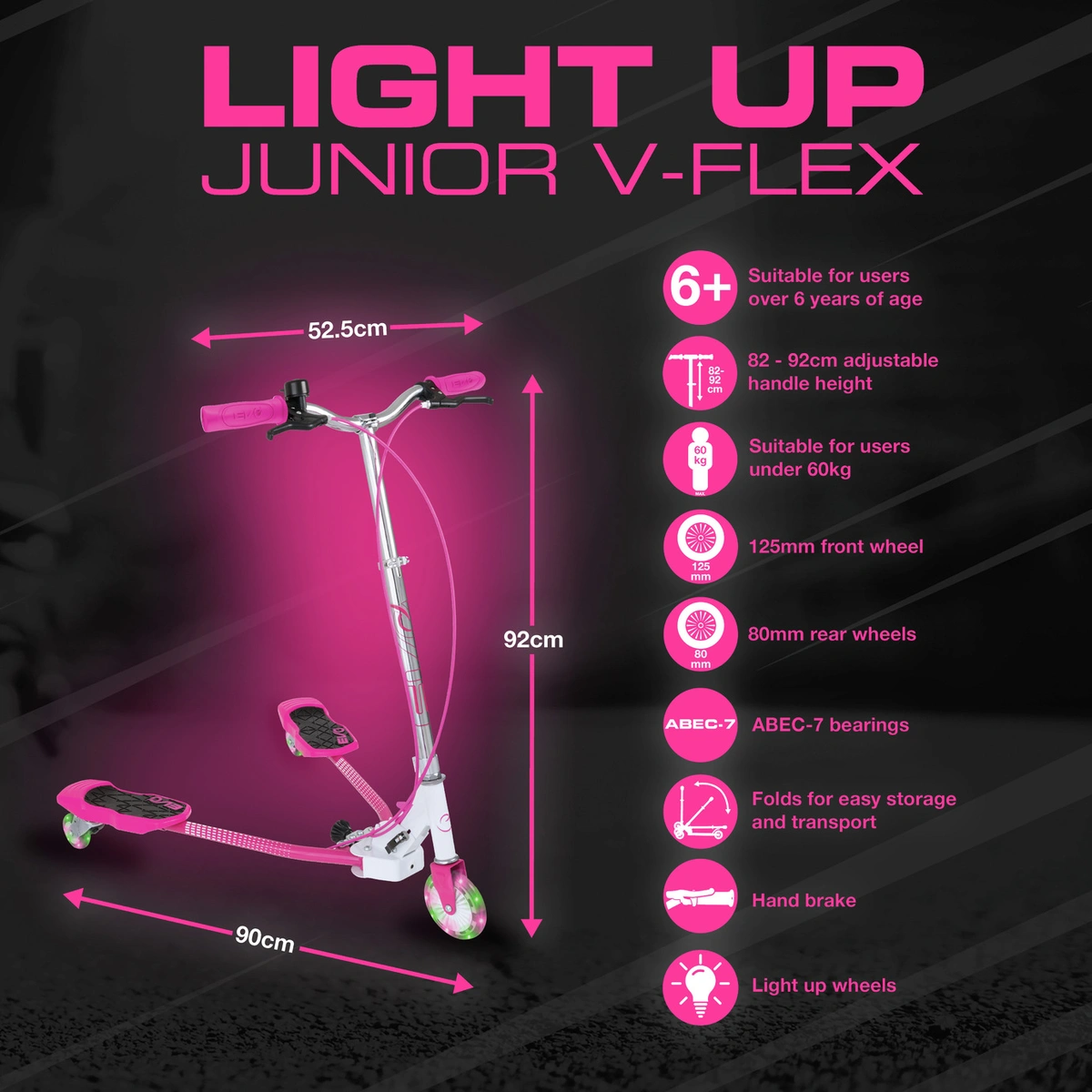 EVO Light Up V-Flex Foldable Scooter - Pink