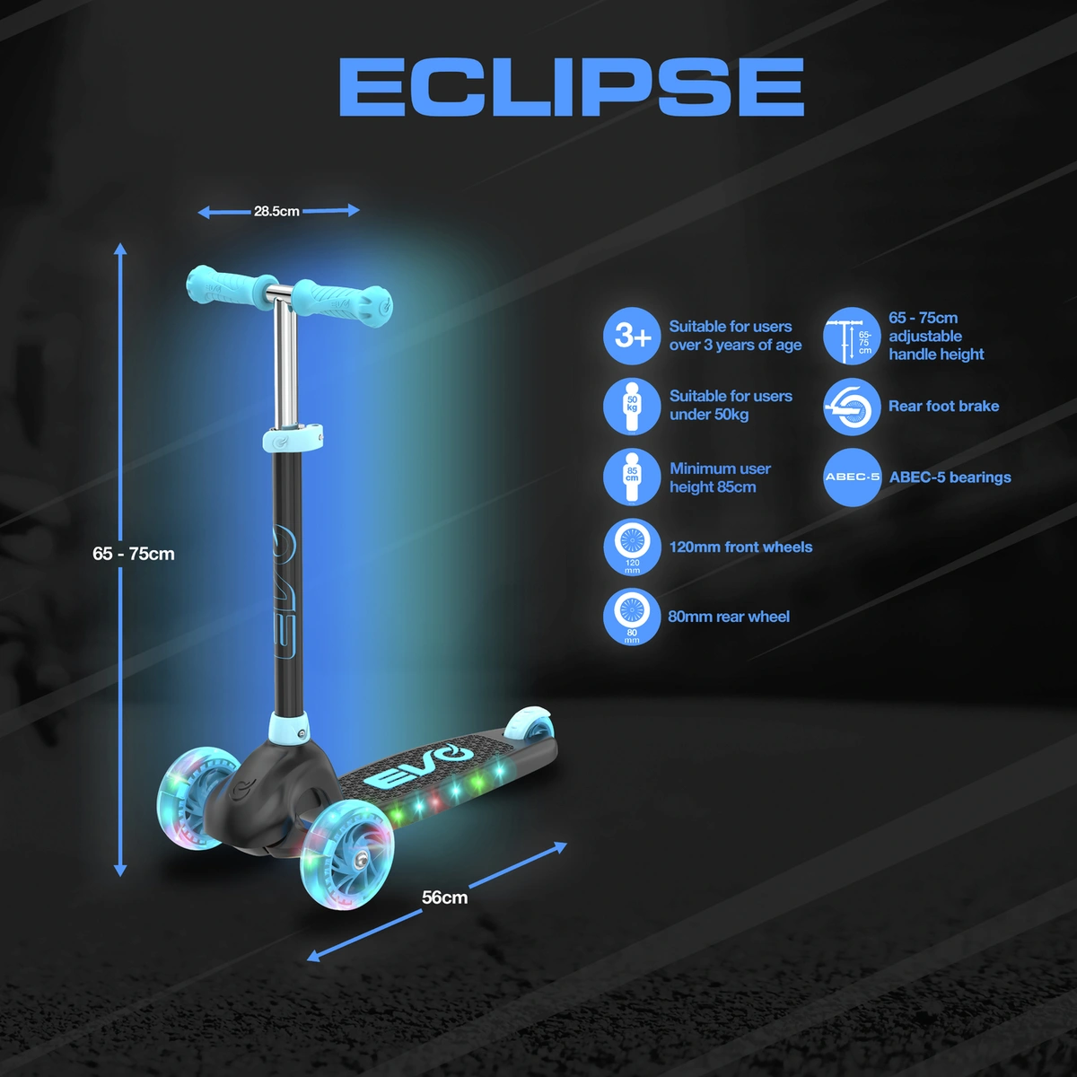 Evo Eclipse Kids 3 Wheel Scooter - Blue