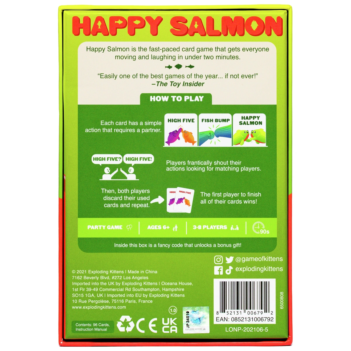 Exploding Kittens Happy Salmon Card Game