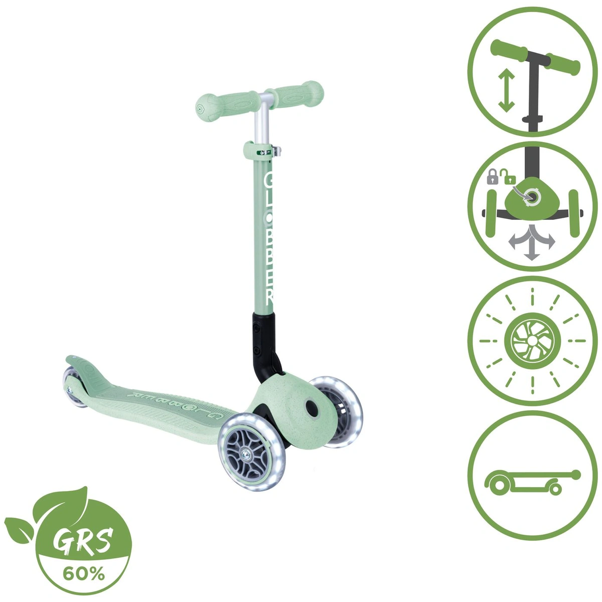 Globber Junior Ecological 3 Wheel Scooter - Pistachio