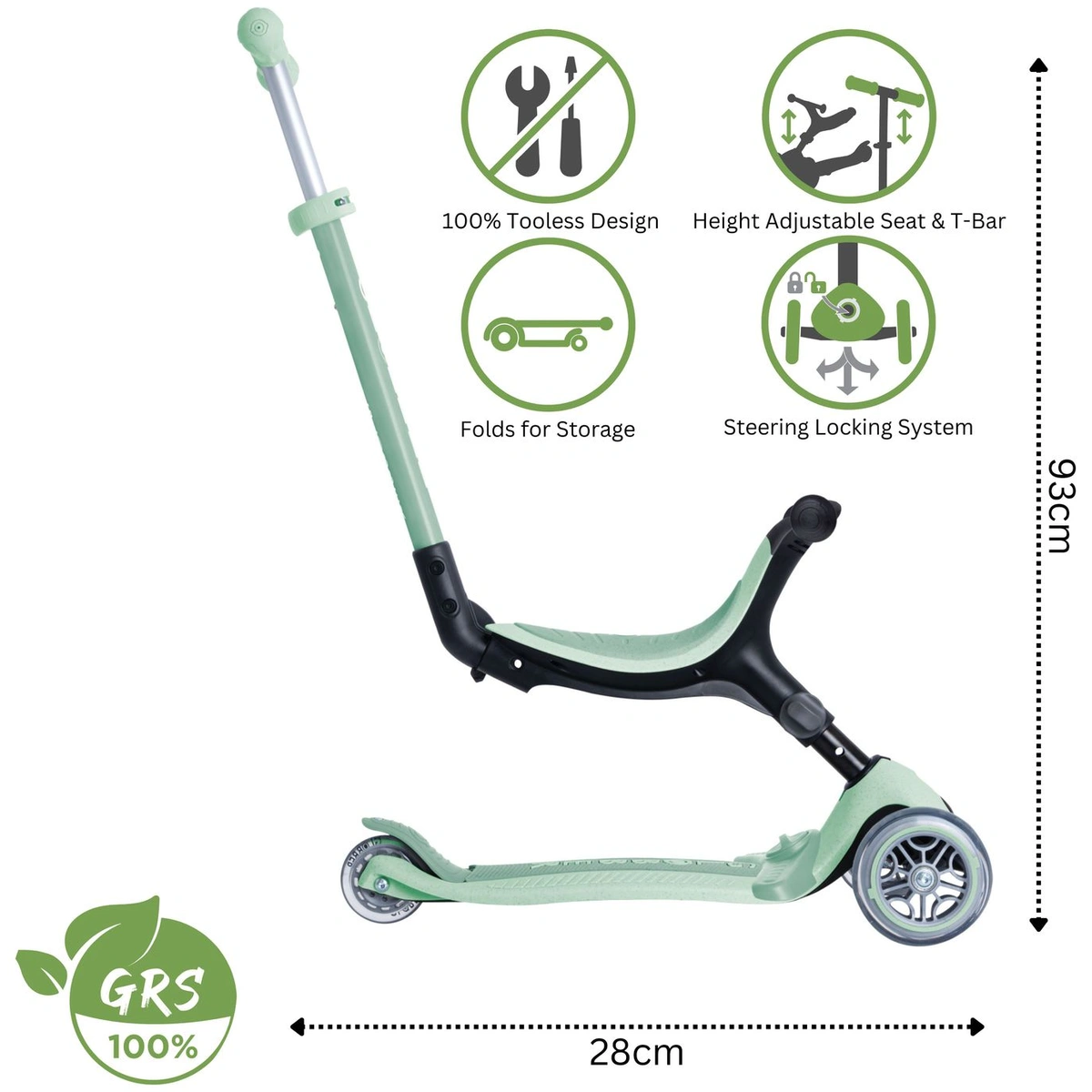 Globber Go Up Ecological Foldable Scooter - Pistachio