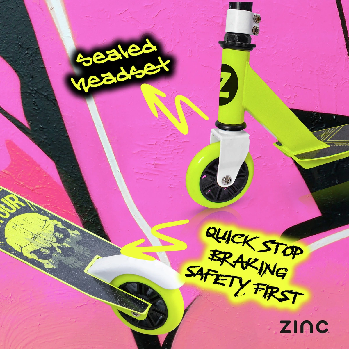 Zinc Detour Kids Stunt Scooter - Yellow
