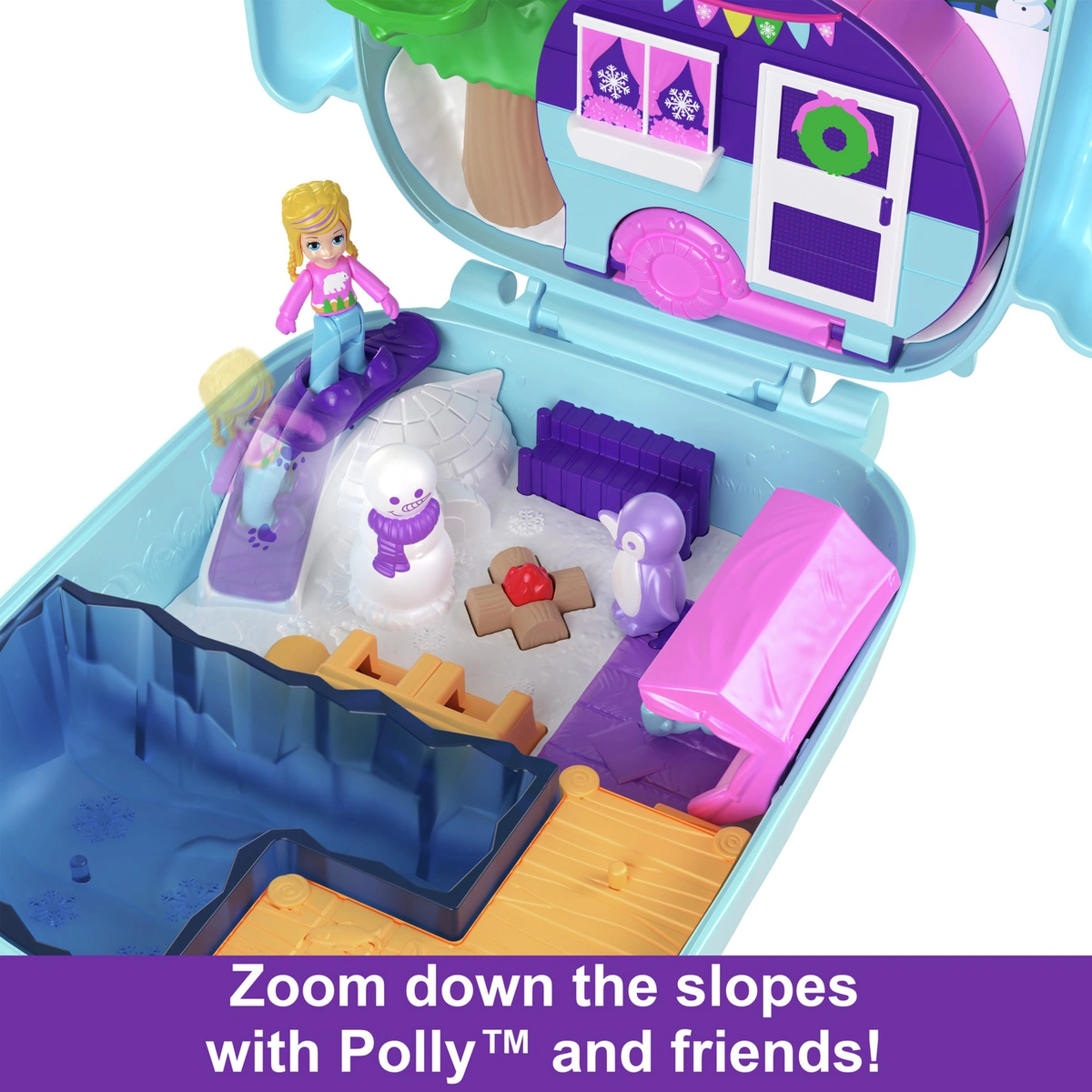 Polly Pocket Snowy Sleepover Owl Compact Micro Doll Playset