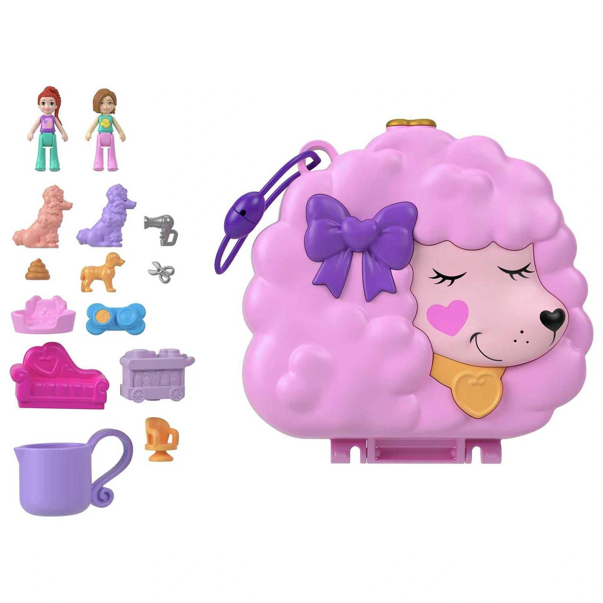 Polly Pocket Groom & Glam Poodle Compact Micro Doll Playset