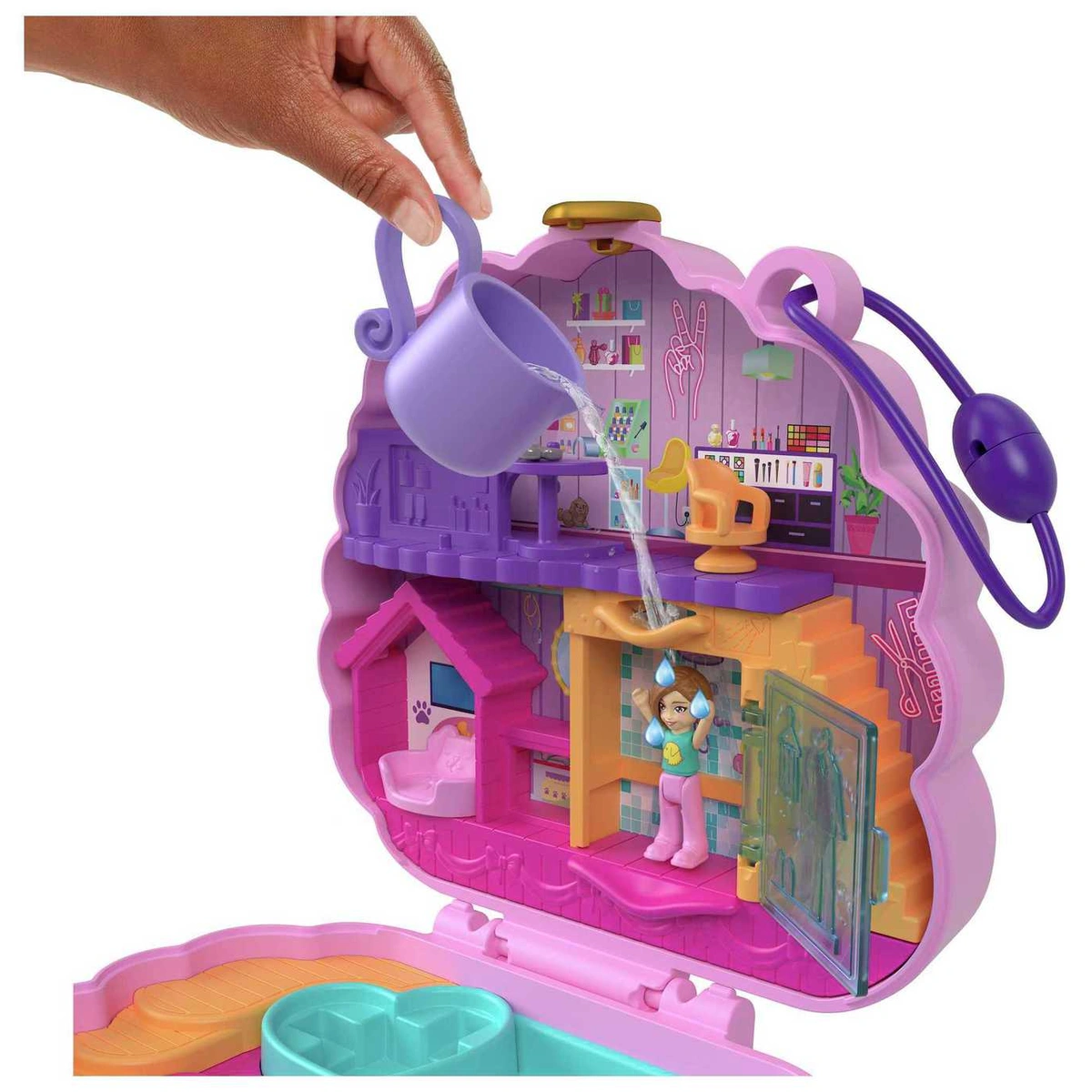Polly Pocket Groom & Glam Poodle Compact Micro Doll Playset