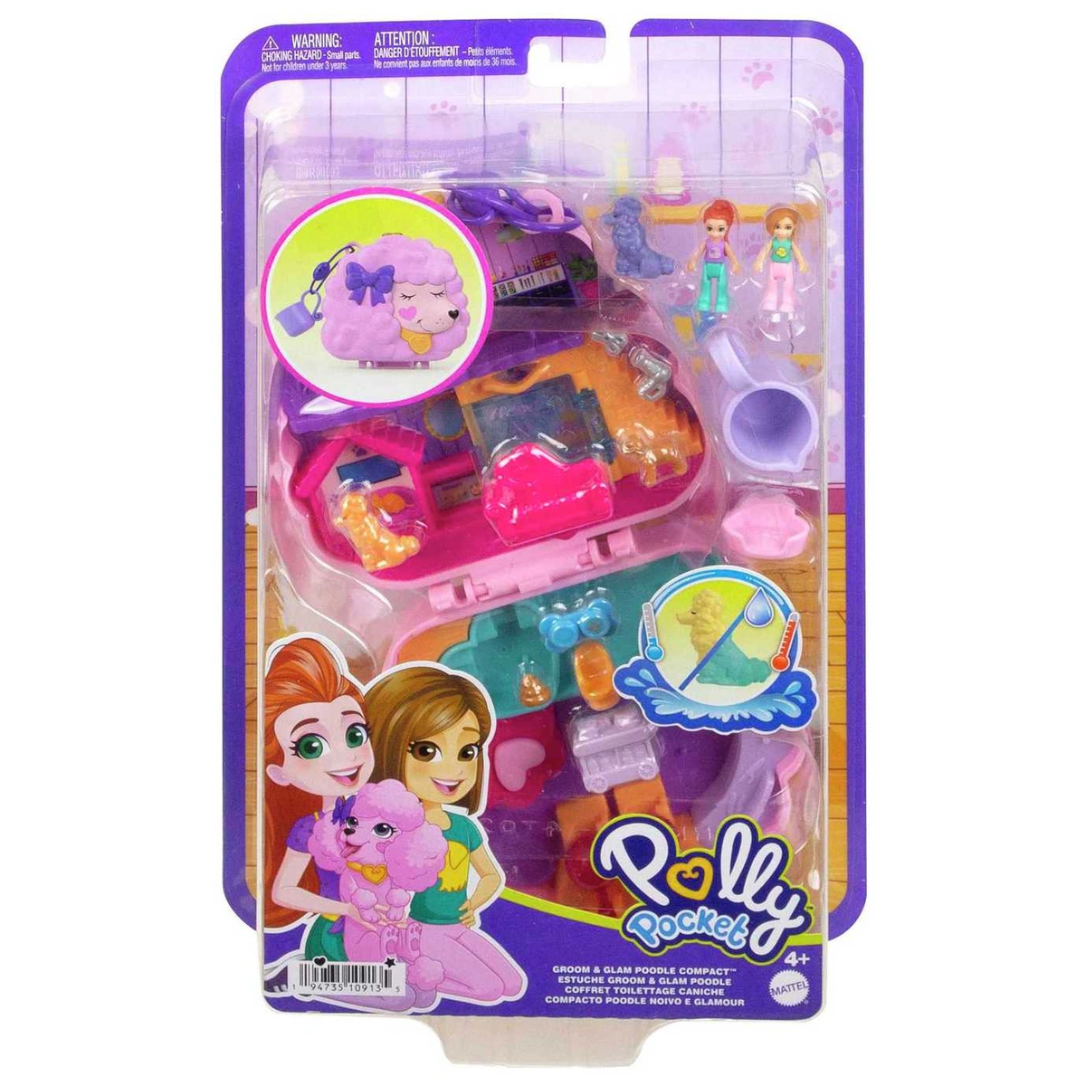 Polly Pocket Groom & Glam Poodle Compact Micro Doll Playset