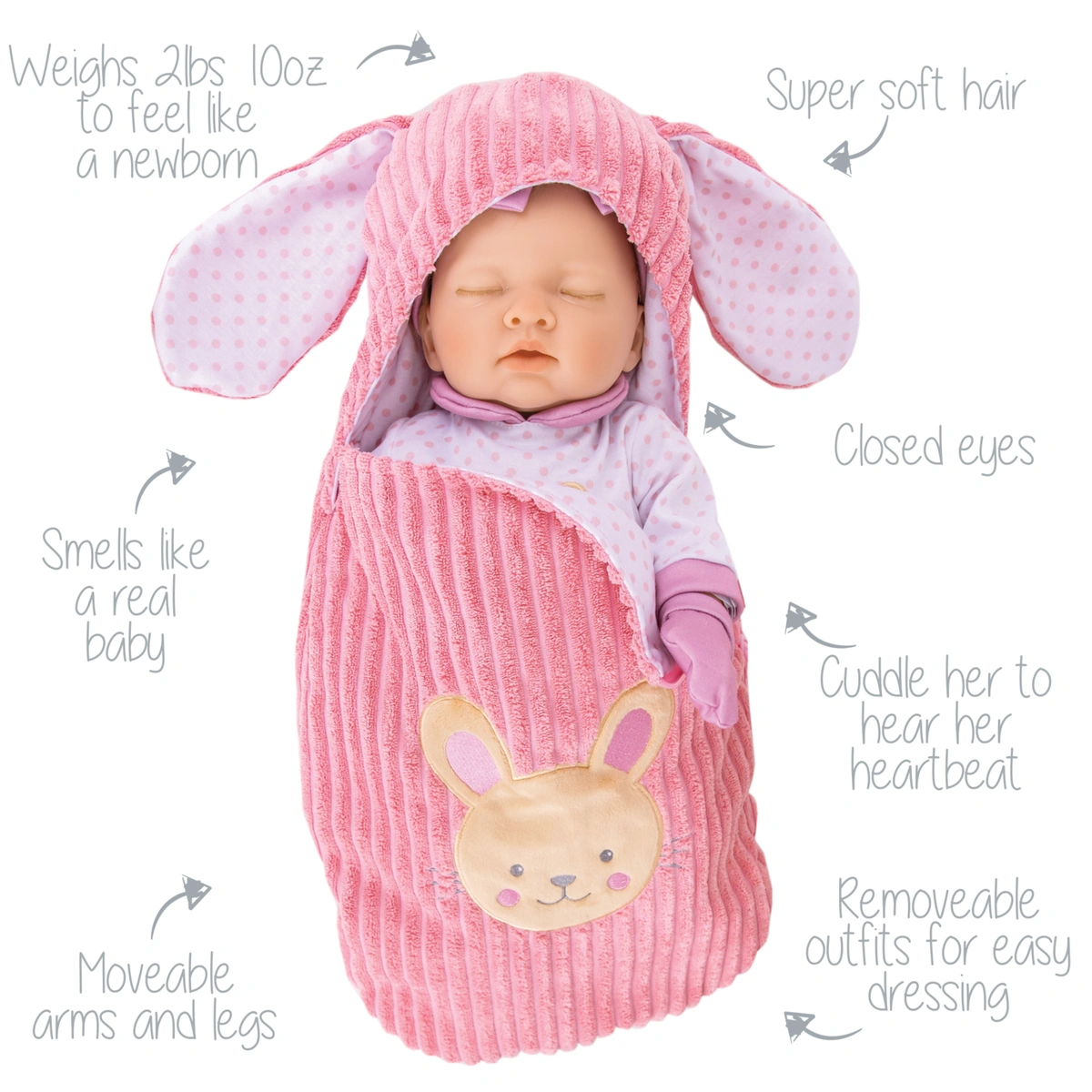 Tiny Treasures Little Sister Baby Doll - 17inch/44cm