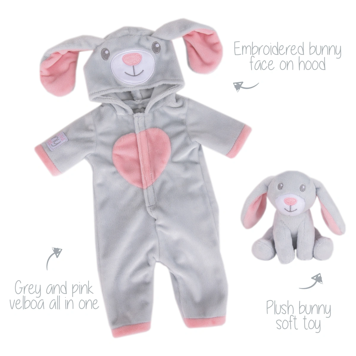 Tiny Treasures My First Baby Doll Bunny All In One Outfit