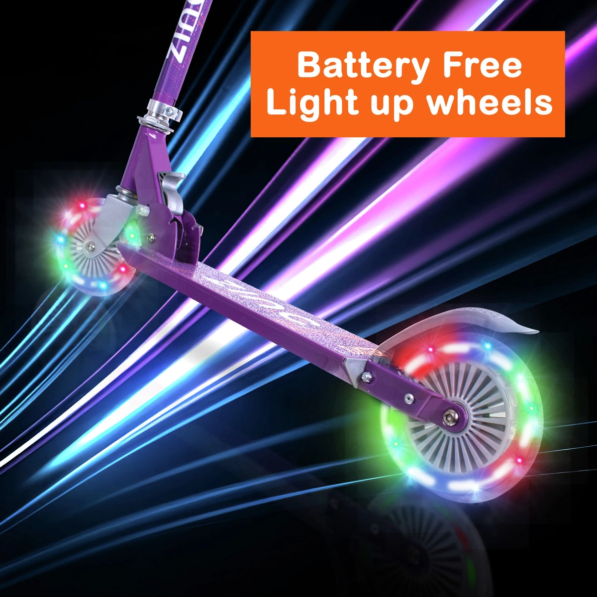 Zinc Twister Light Up Foldable 2 Wheel Scooter - Purple