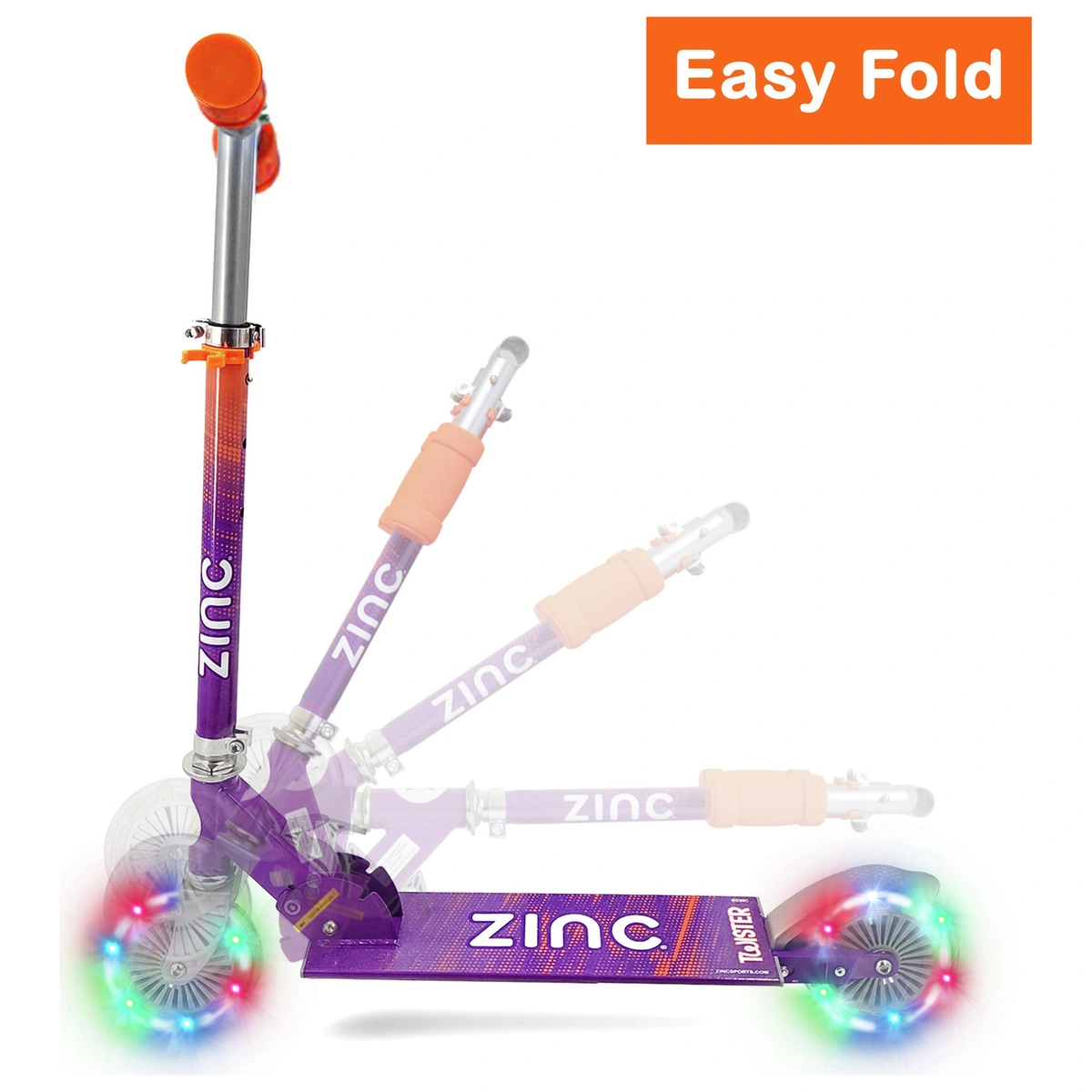 Zinc Twister Light Up Foldable 2 Wheel Scooter - Purple