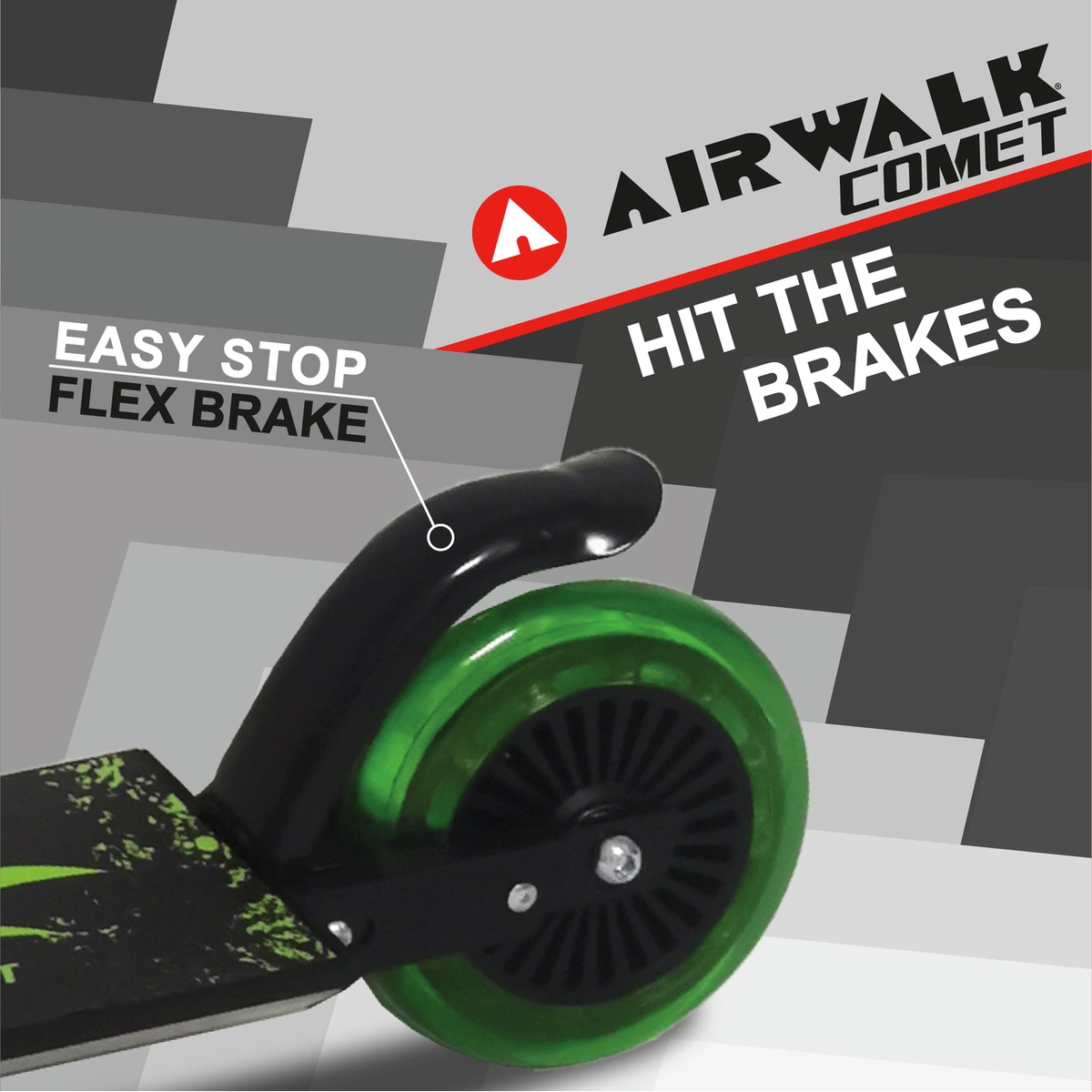 Airwalk Comet Light Up Foldable 2 Wheel Scooter - Green