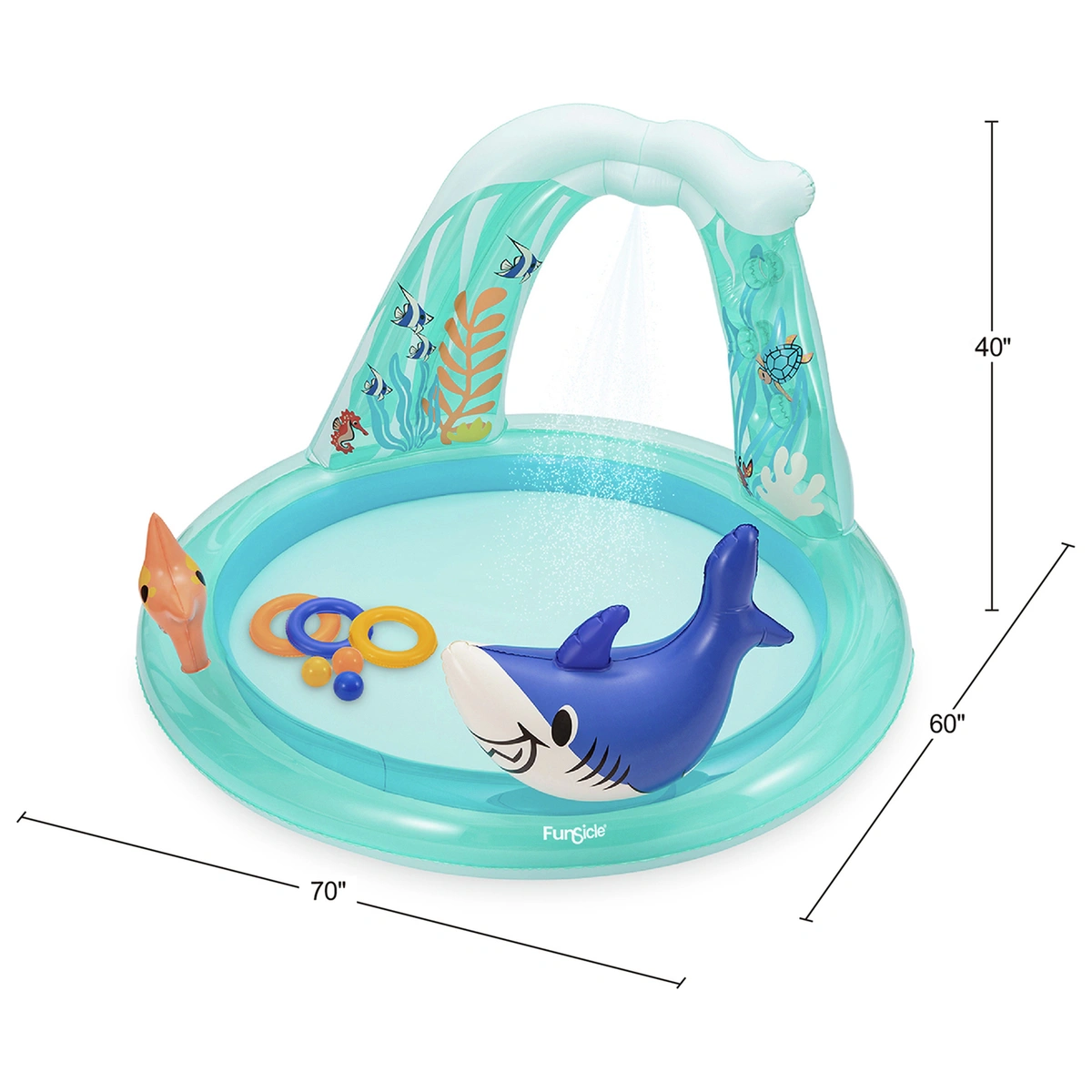 Funsicle 5.8ft Shark Play Centre Paddling Pool - 97L