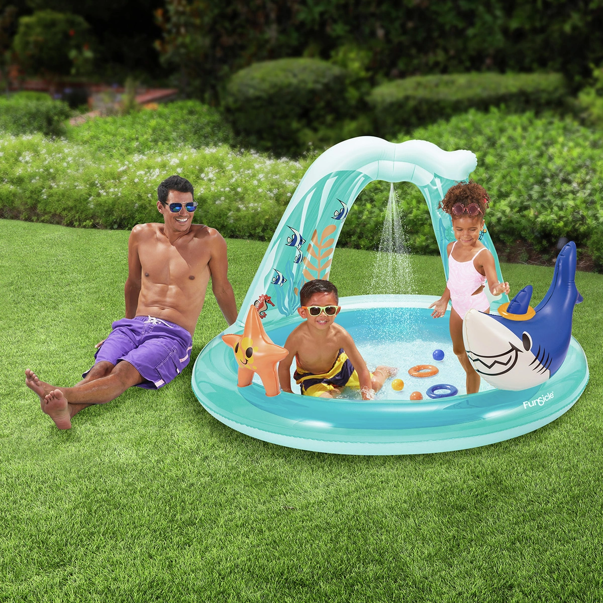 Funsicle 5.8ft Shark Play Centre Paddling Pool - 97L