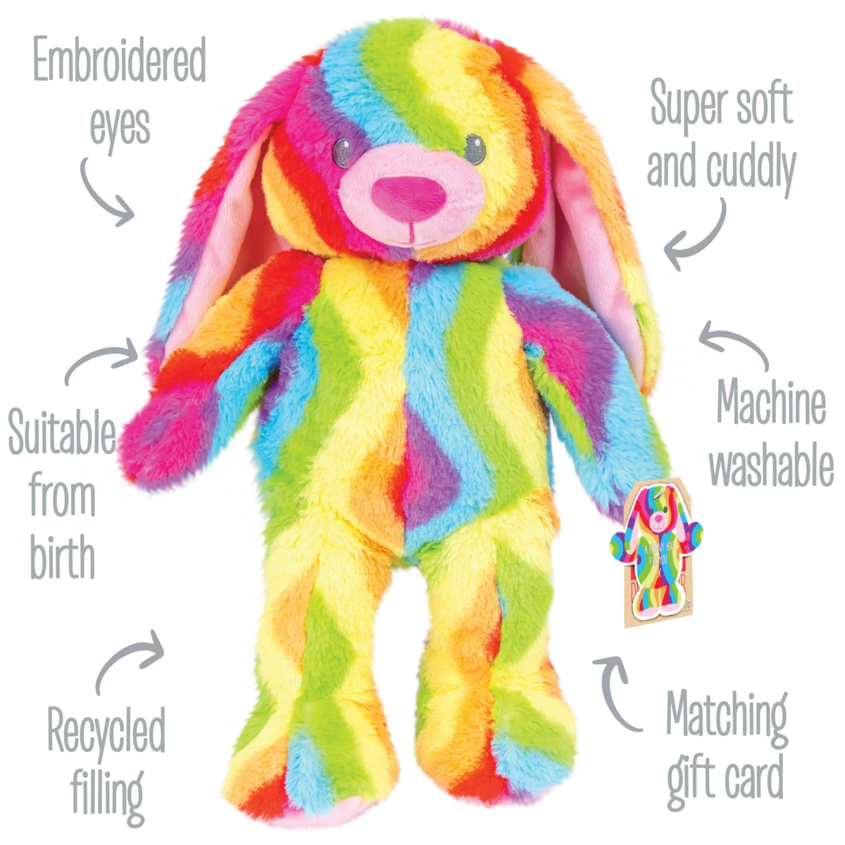 Designabear Rainbow Pastel Bunny Soft Toy