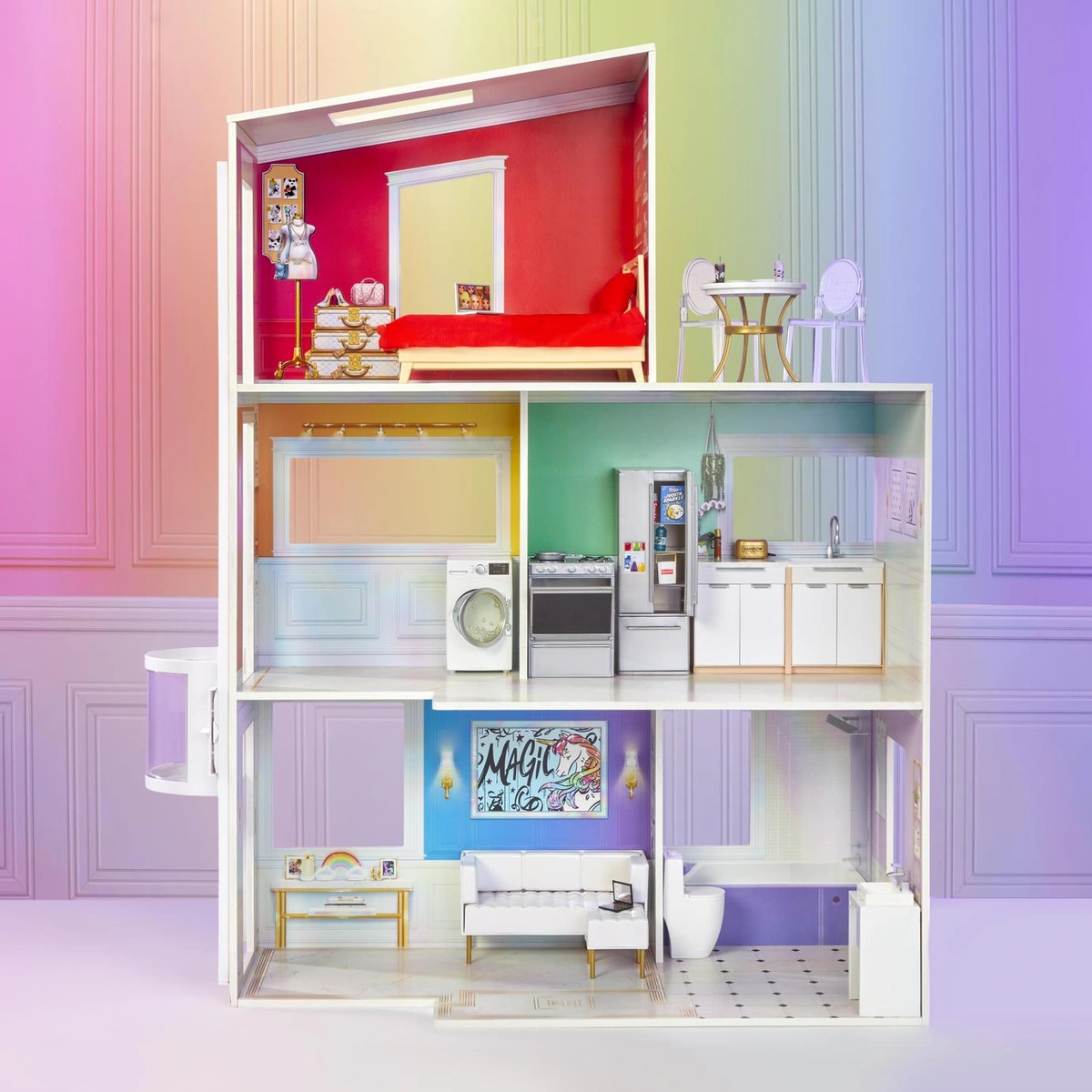 Rainbow High Townhouse- 3-Story Wood Dollhouse Playset
