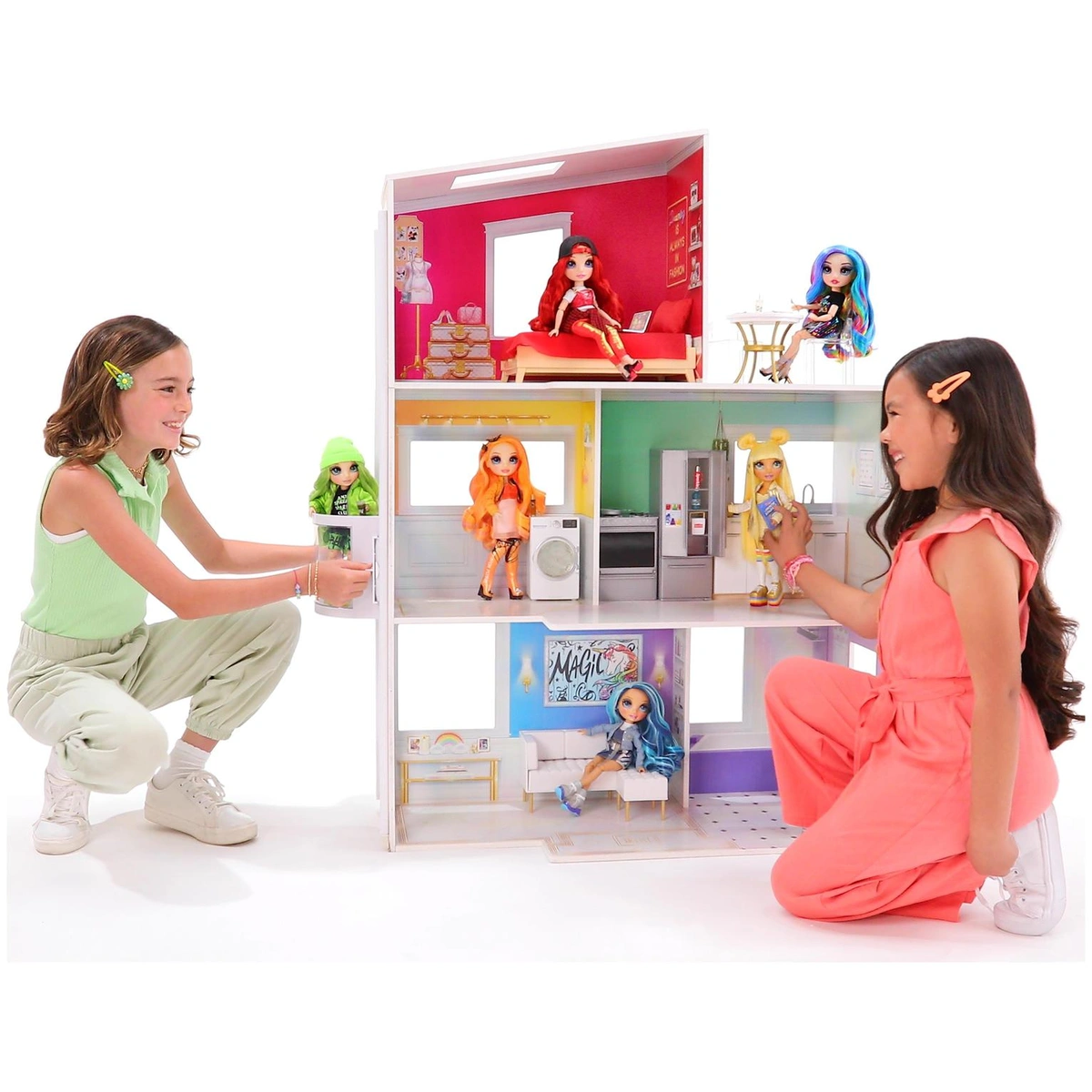 Rainbow High Townhouse- 3-Story Wood Dollhouse Playset