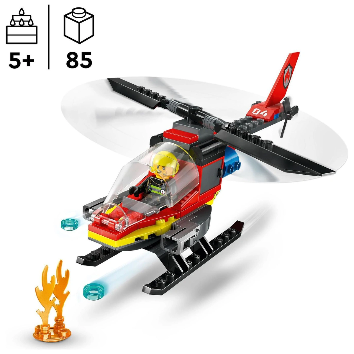 LEGO City Fire Rescue Helicopter Toy Vehicle Set 60411