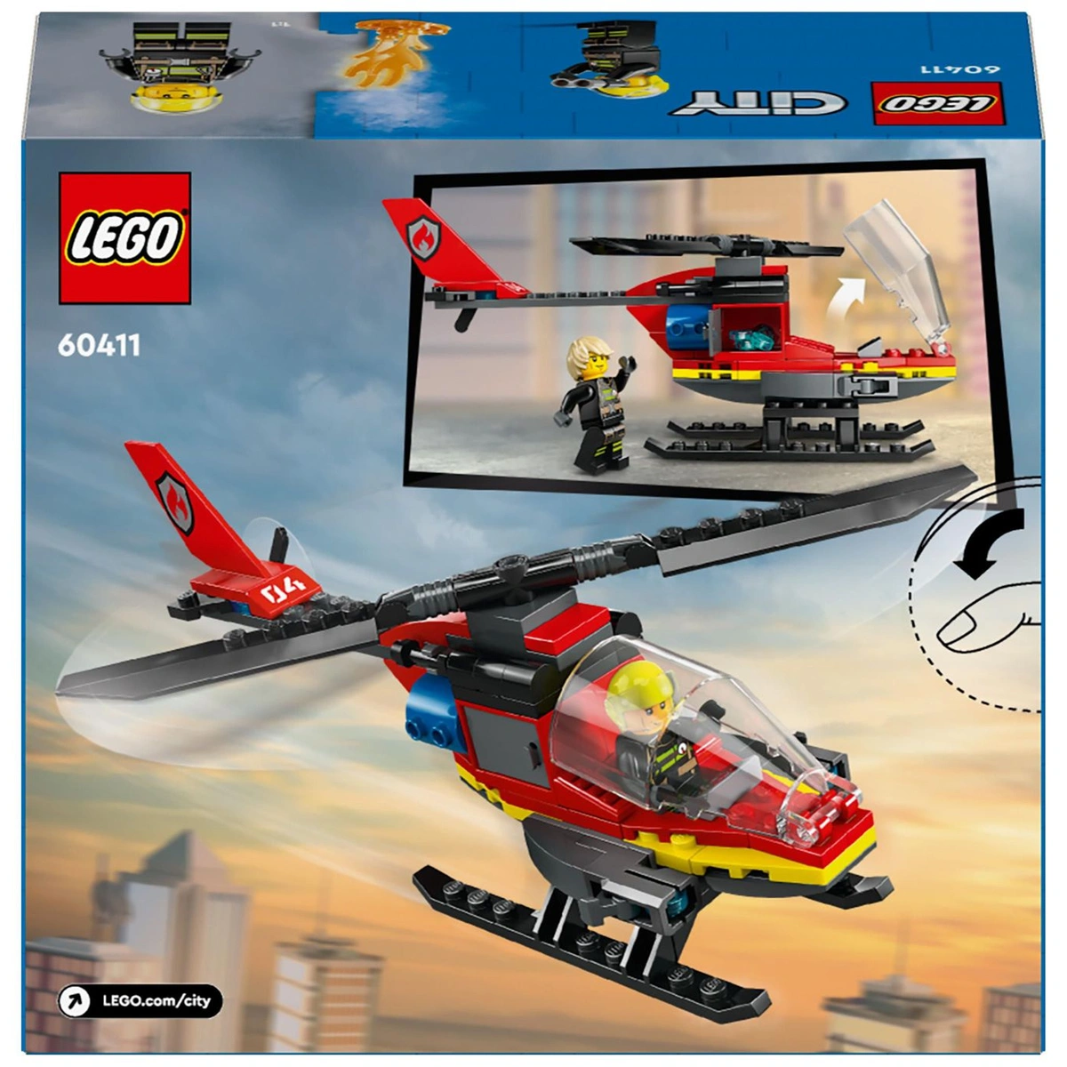 LEGO City Fire Rescue Helicopter Toy Vehicle Set 60411