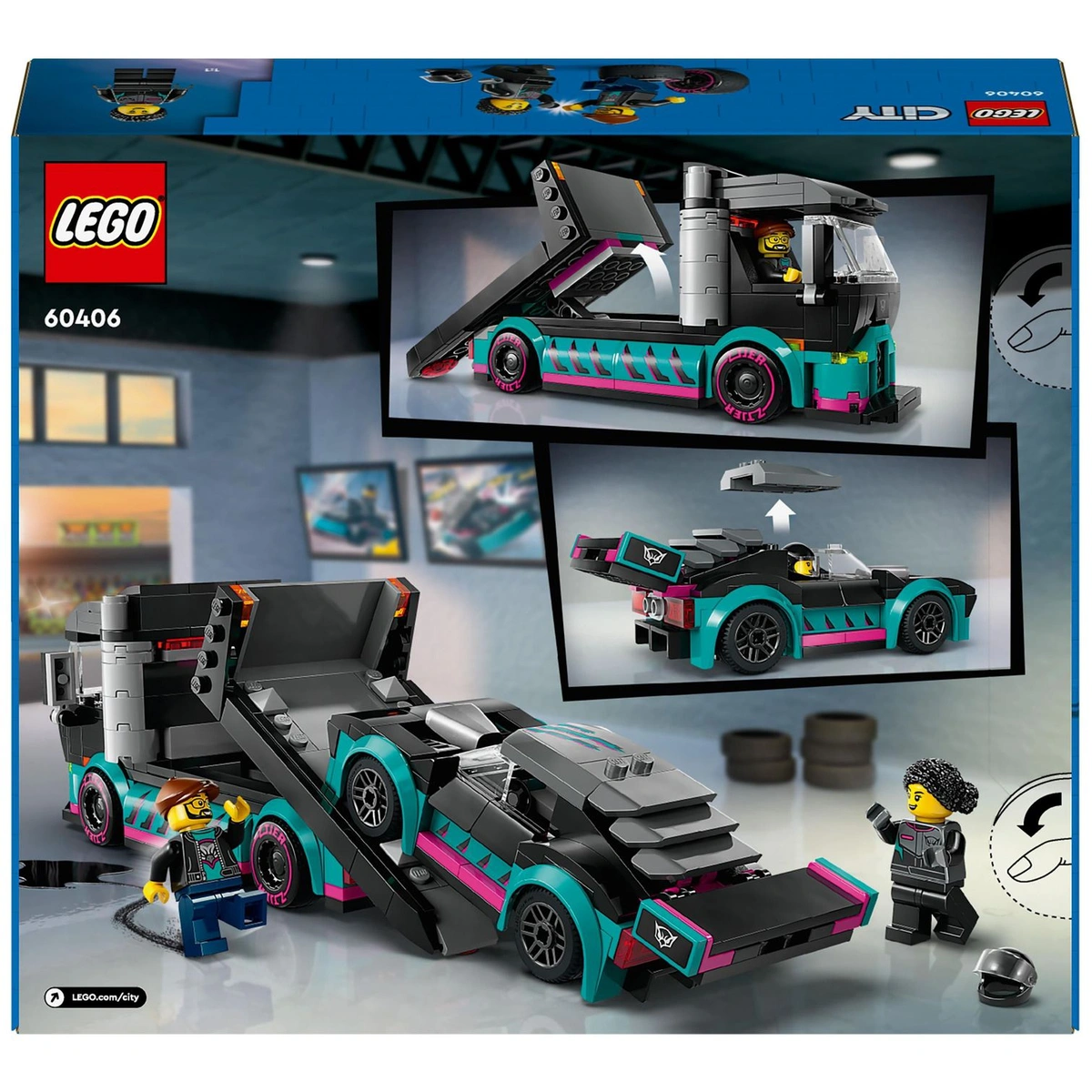 LEGO City Race Car and Car Carrier Truck Building Toys 60406