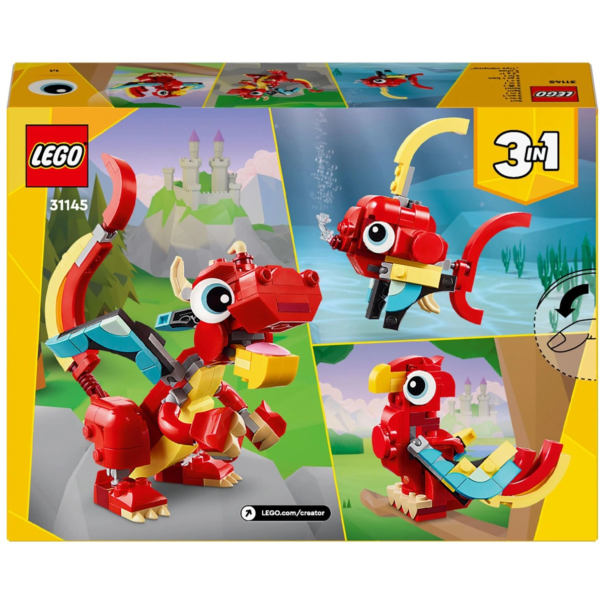 LEGO Creator 3in1 Red Dragon Toy with Animal Figures 31145