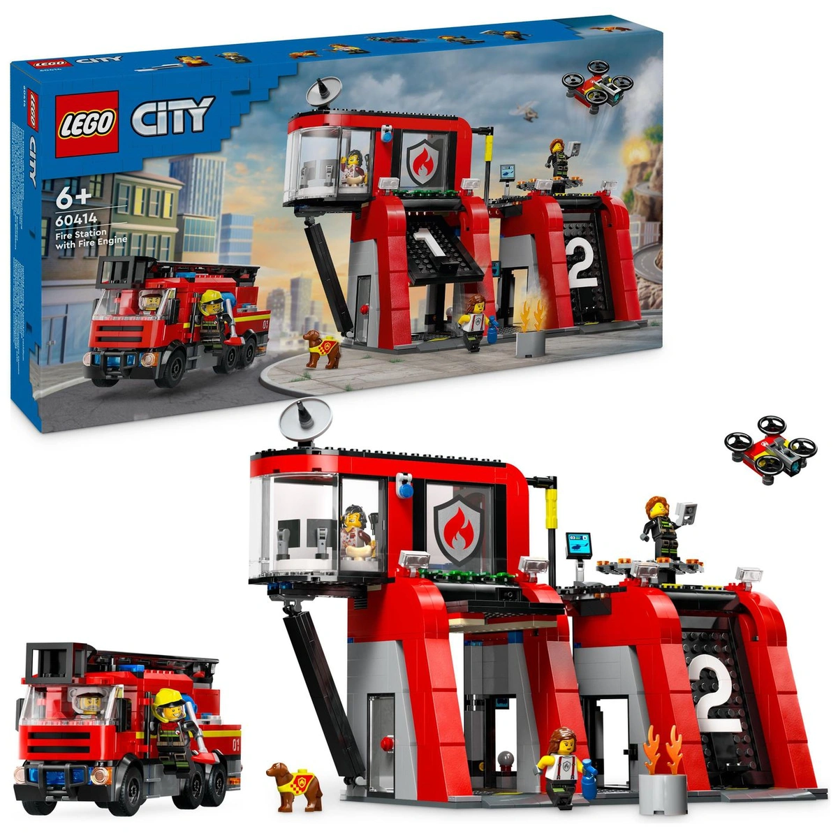 LEGO City Fire Station with Fire Engine Toy Playset 60414