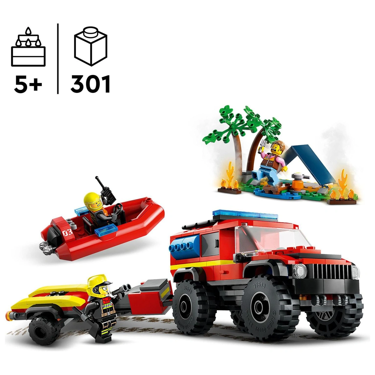 LEGO City 4x4 Fire Engine with Rescue Boat Toys 60412