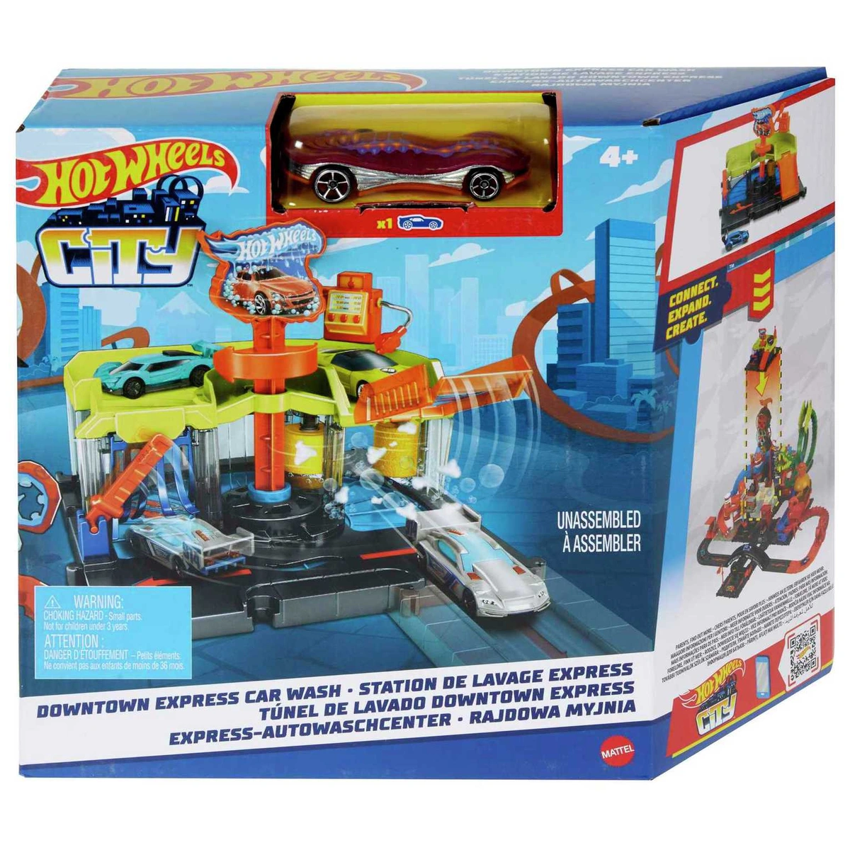 Hot Wheels City Downtown Express Car Wash & Toy Car Playset